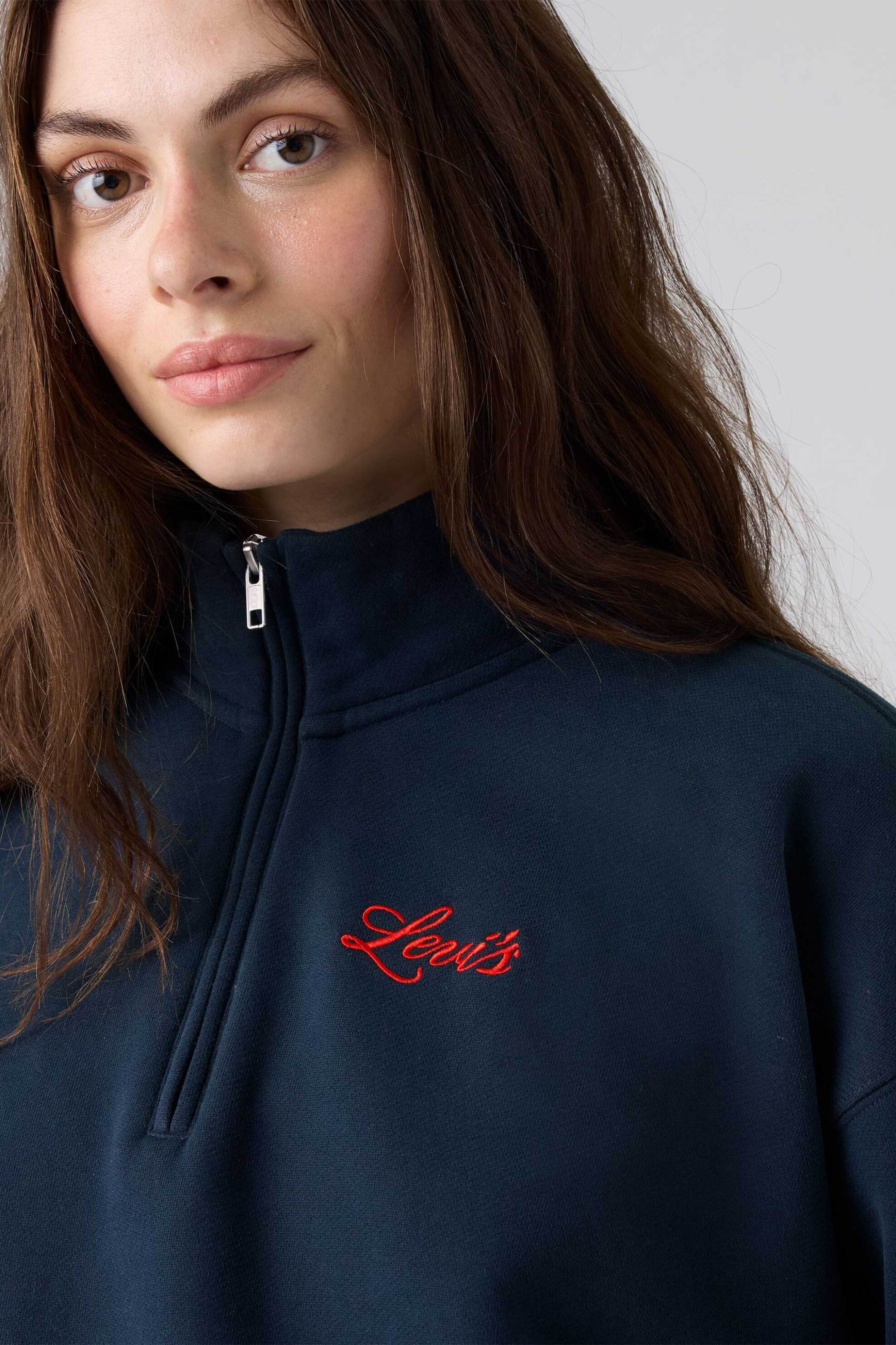 Levi's® γυναικεία μπλούζα φούτερ με 1/2 φερμουάρ και λογότυπο Relaxed Fit 