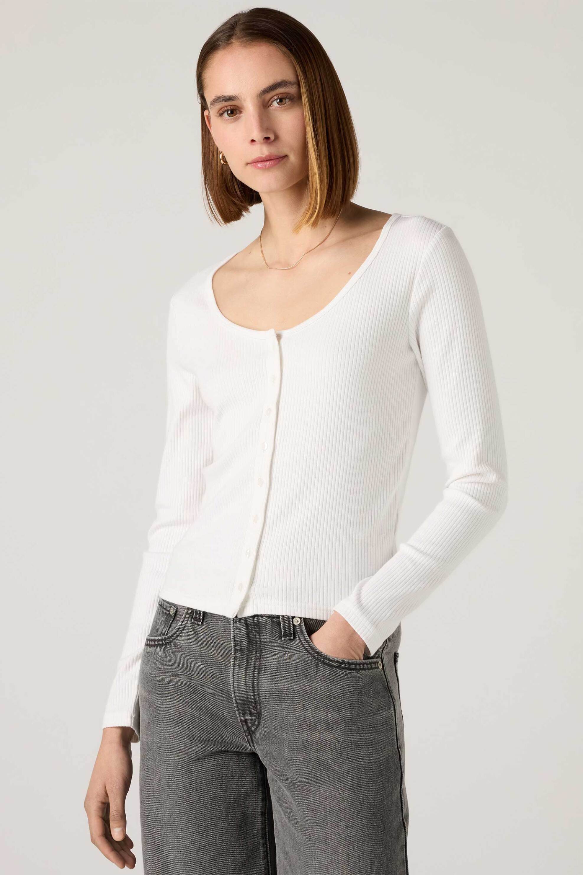 Levi's® γυναικείο πλεκτό τοπ ribbed με κουμπιά Slim Fit 