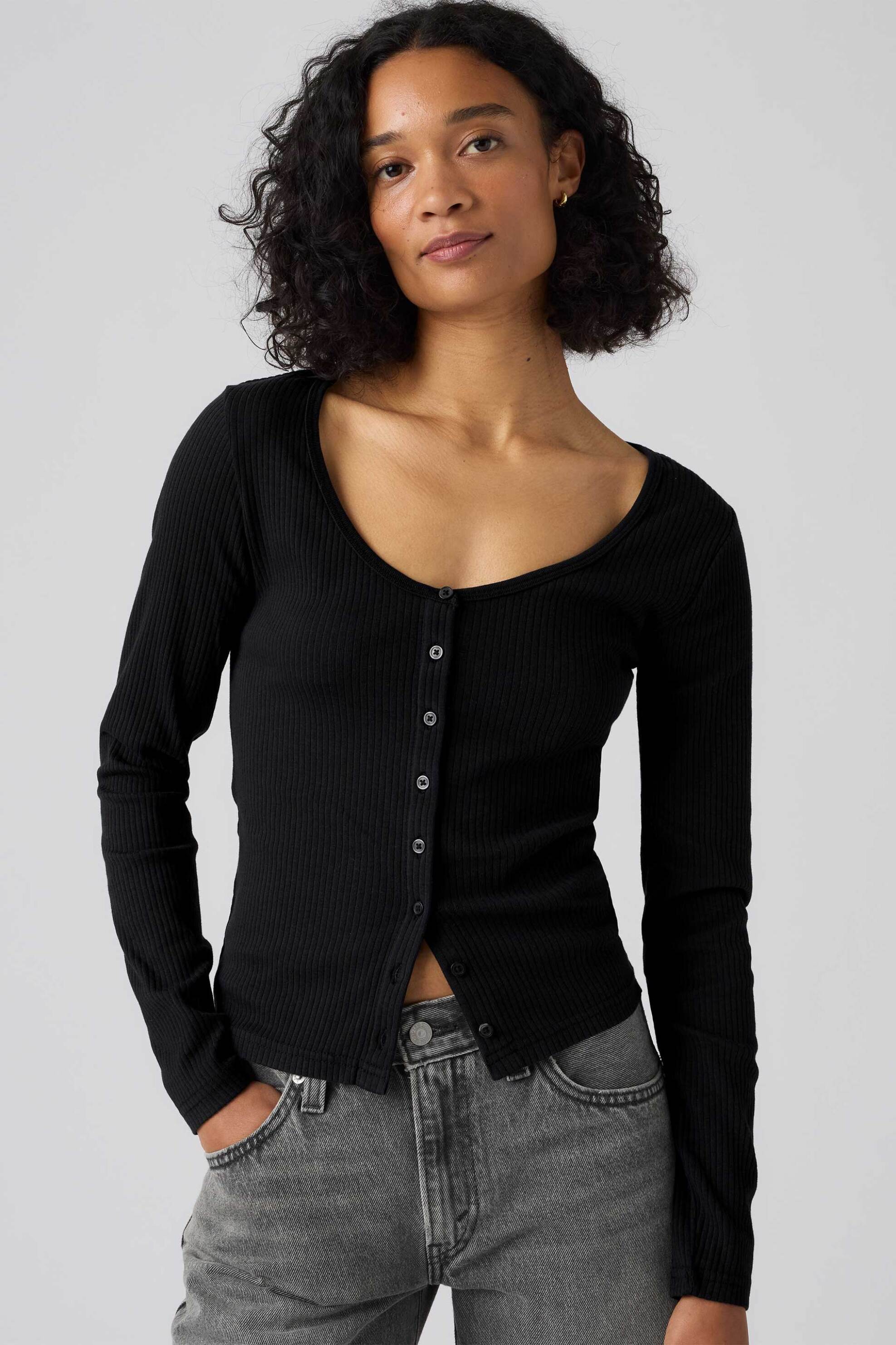 Levi's® γυναικείο πλεκτό τοπ ribbed με κουμπιά Slim Fit 