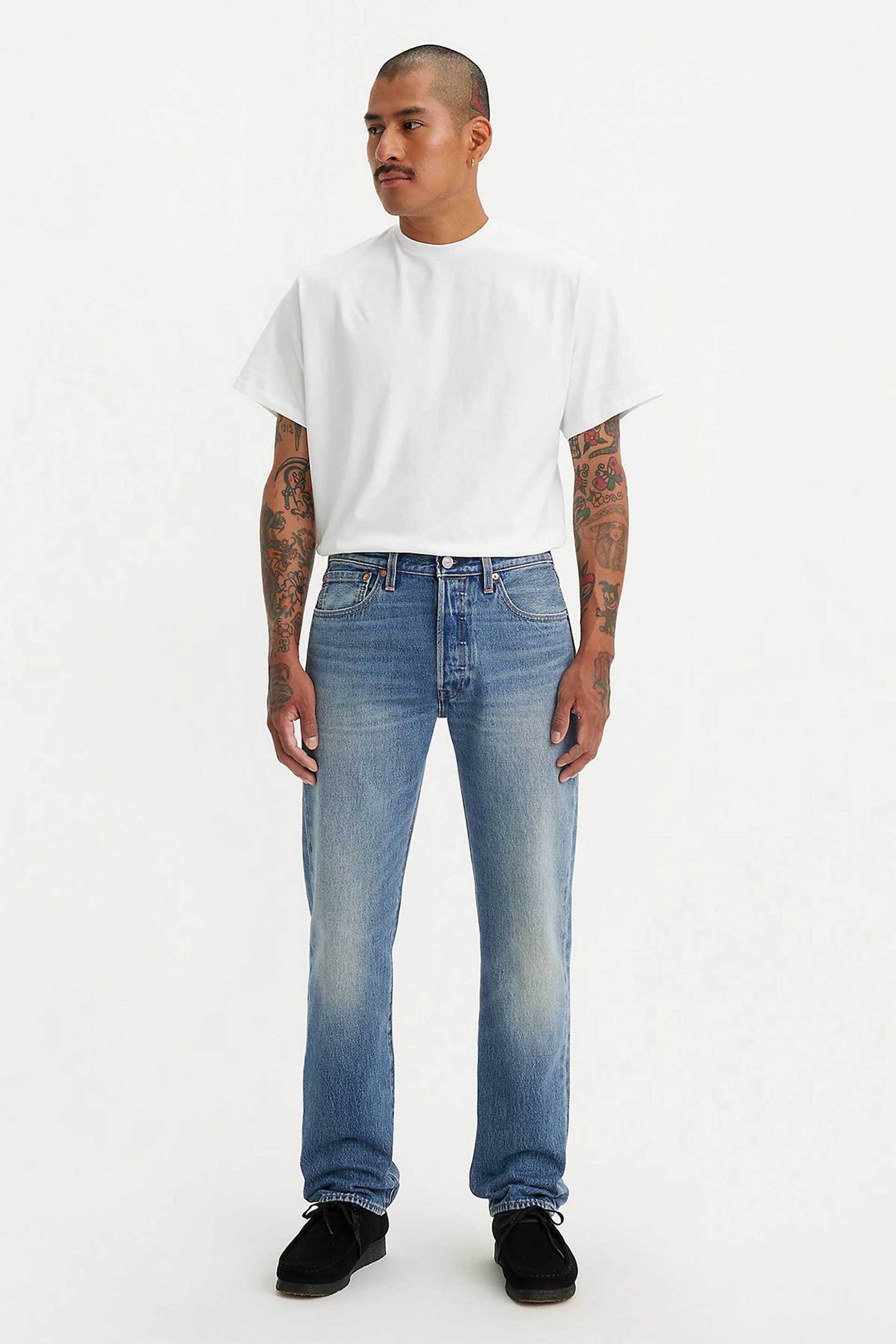 Levi's® ανδρικό τζην παντελόνι πεντάτσεπο Chewing Gum Straight Fit "501® Original" - 005013498 Denim Blue