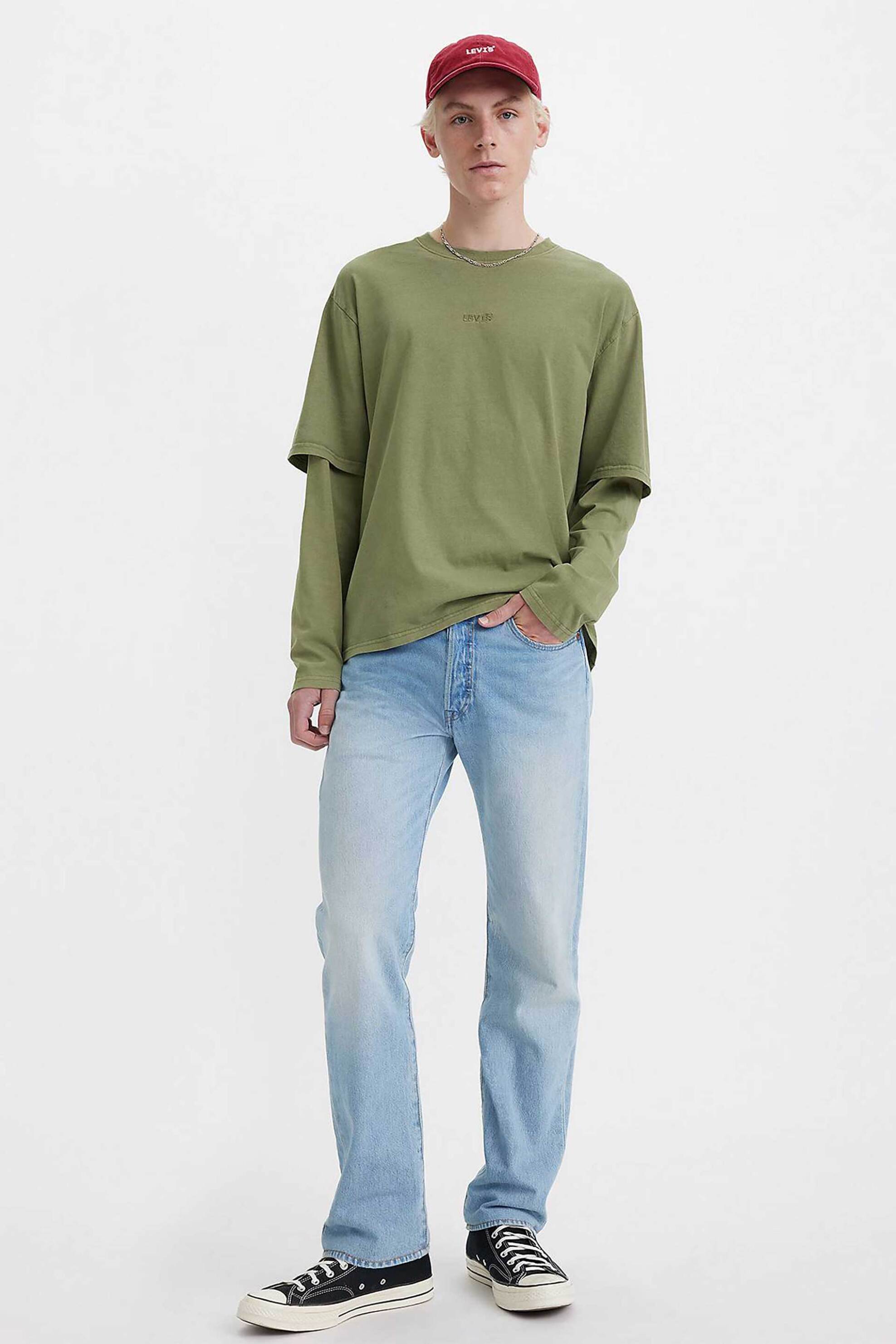Levi's® ανδρικό τζην παντελόνι πεντάτσεπο Let It Happen Lightweight Straight Fit "501® Original" - 005013524 Denim Blue Ανοιχτό