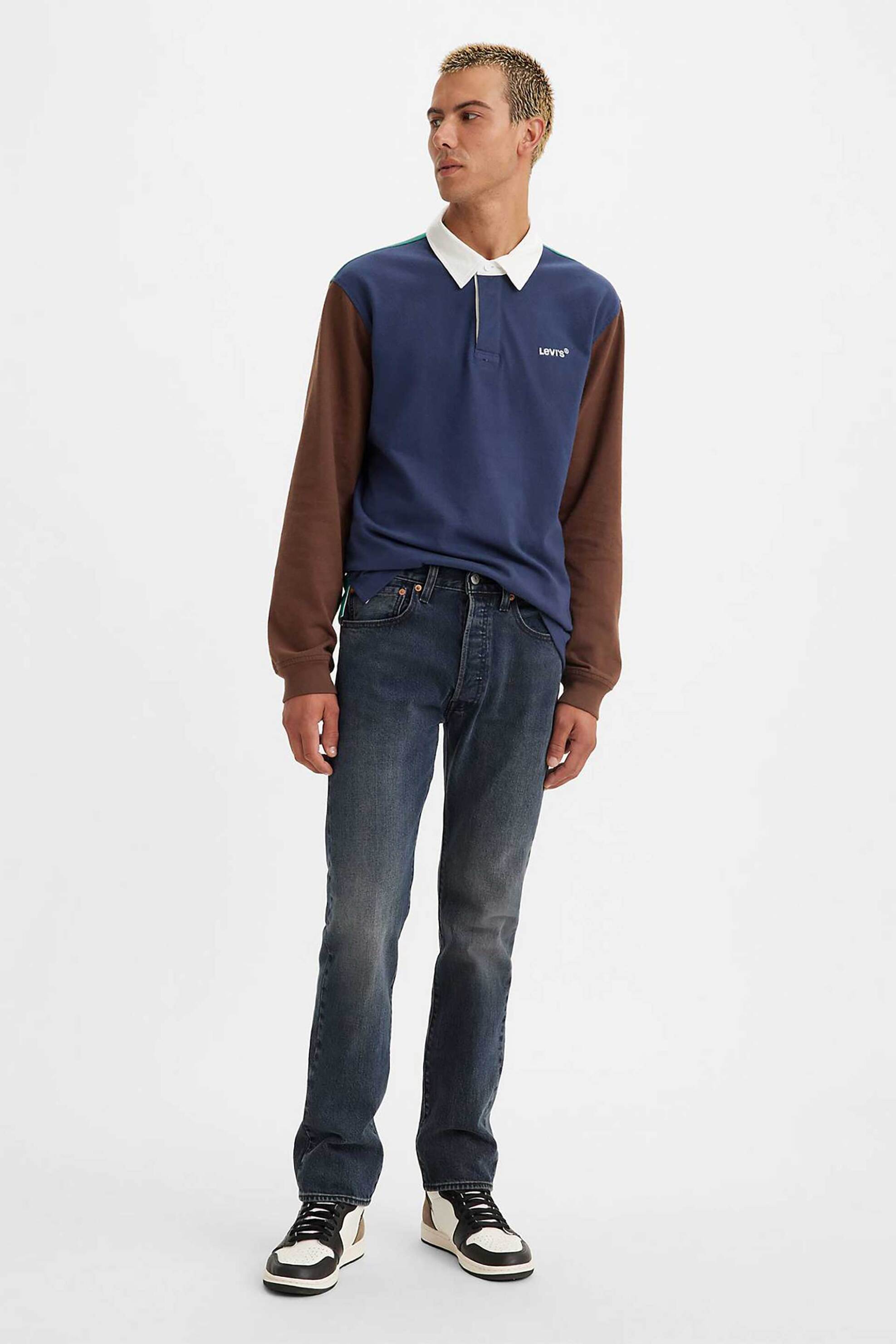 Levi's® ανδρικό τζην παντελόνι πεντάτσεπο Wood Bowls Straight Fit "501® Original" - 005013364 Denim Blue Σκούρο