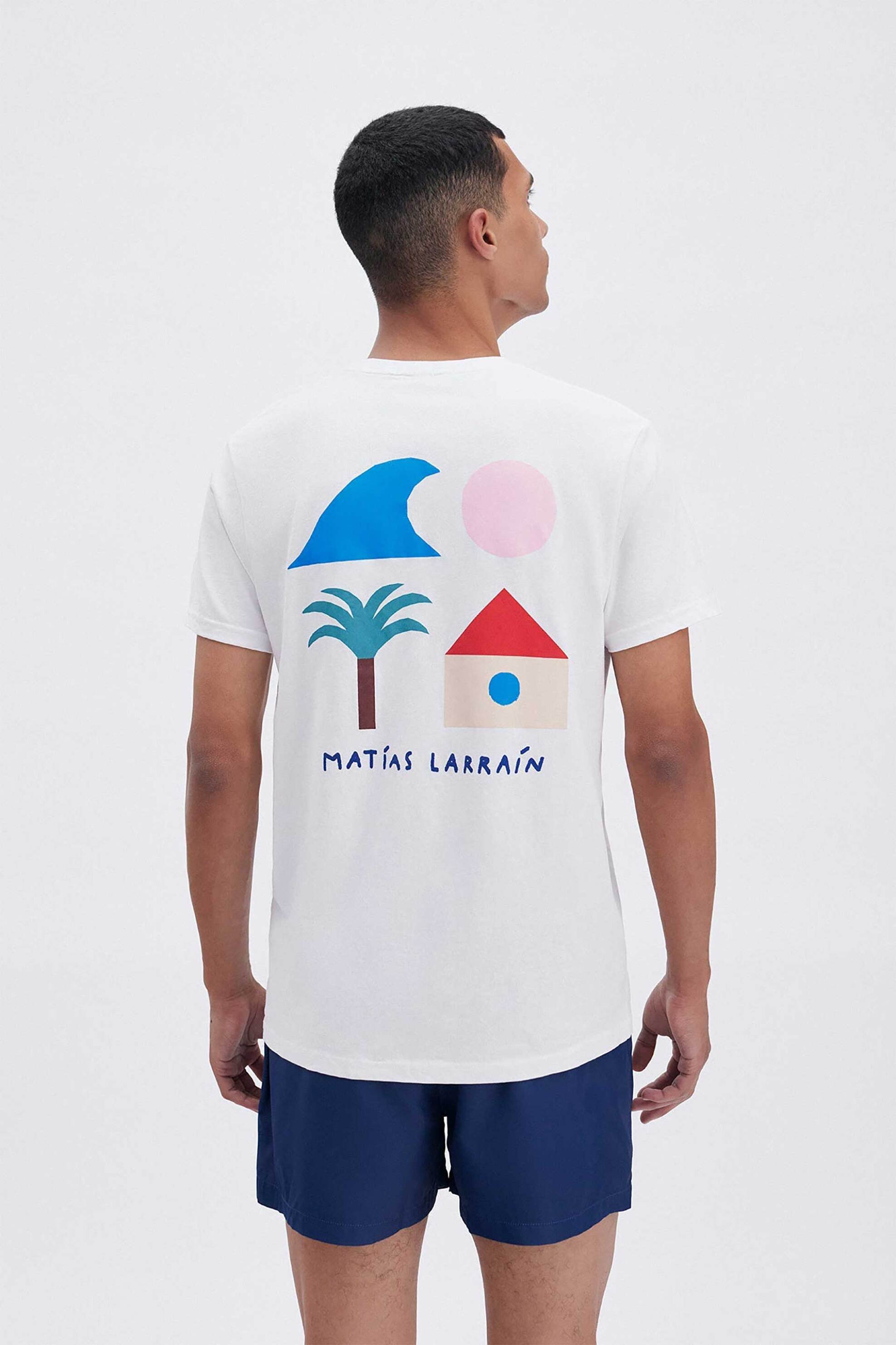 Arrels Barcelona ανδρικό T-shirt "La Plage x Matias Larrain" - MTS030058-BIG Λευκό φωτογραφία