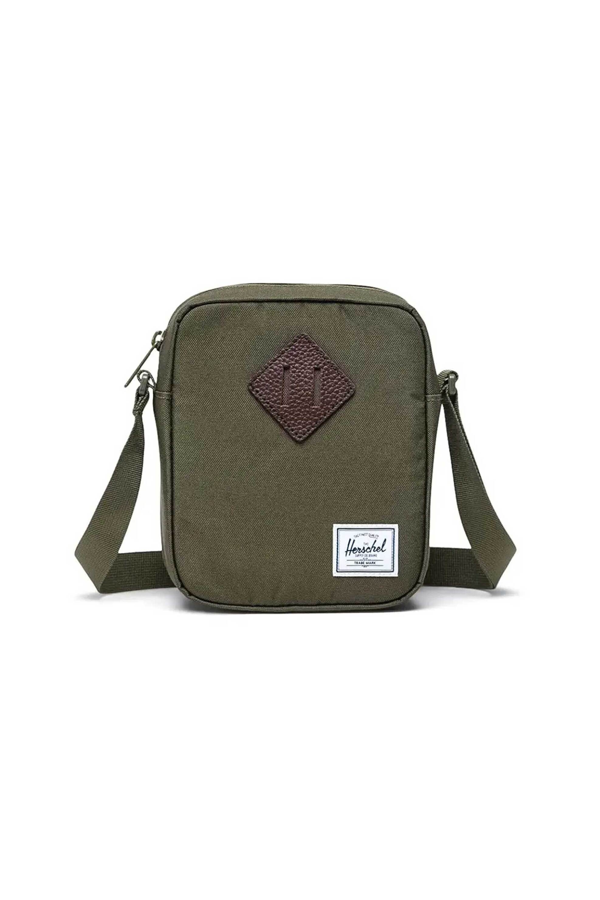 Herschel unisex τσάντα crossbody μονόχρωμη με contrast logo patch "Heritage™" 2,5 L - 66UACL00887 Χακί