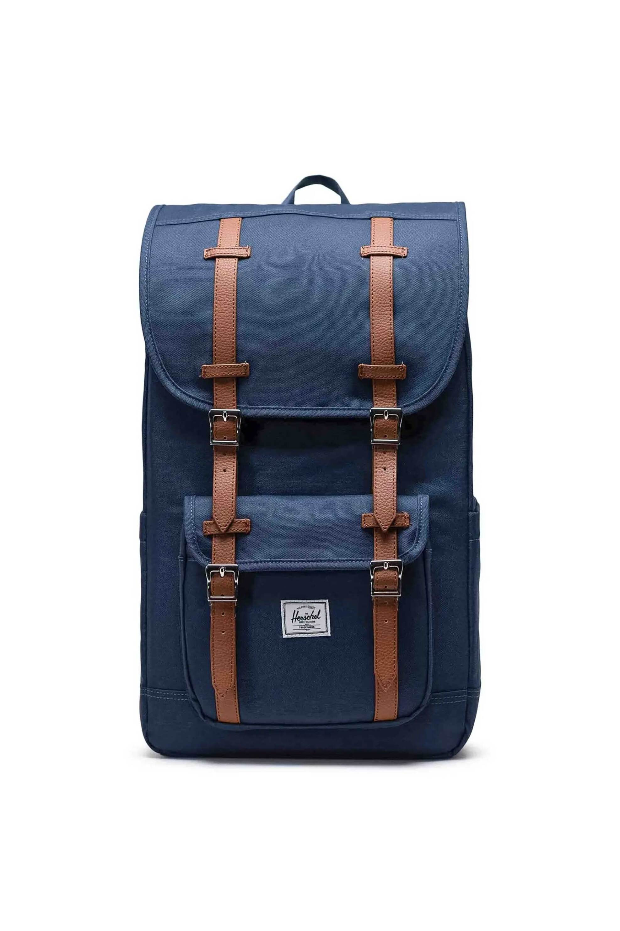 Herschel unisex backpack μονόχρωμο με contrast logo patch "Little America™" 30 L - 66UBCL00849 Μπλε Navy