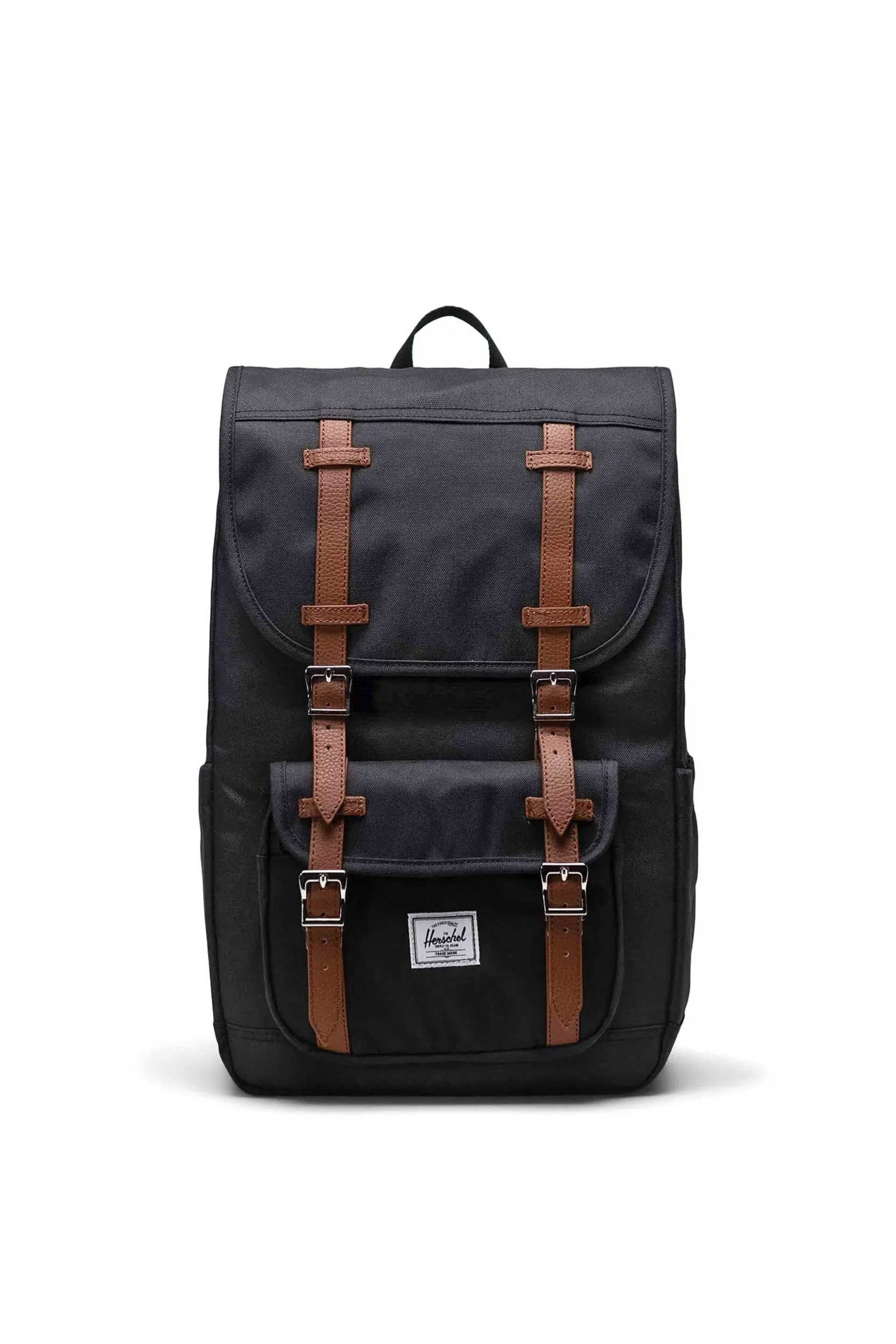 Herschel unisex backpack μονόχρωμο με contrast logo patch "Little America Mid™" 21 L - 66UBCL00870 Μαύρο