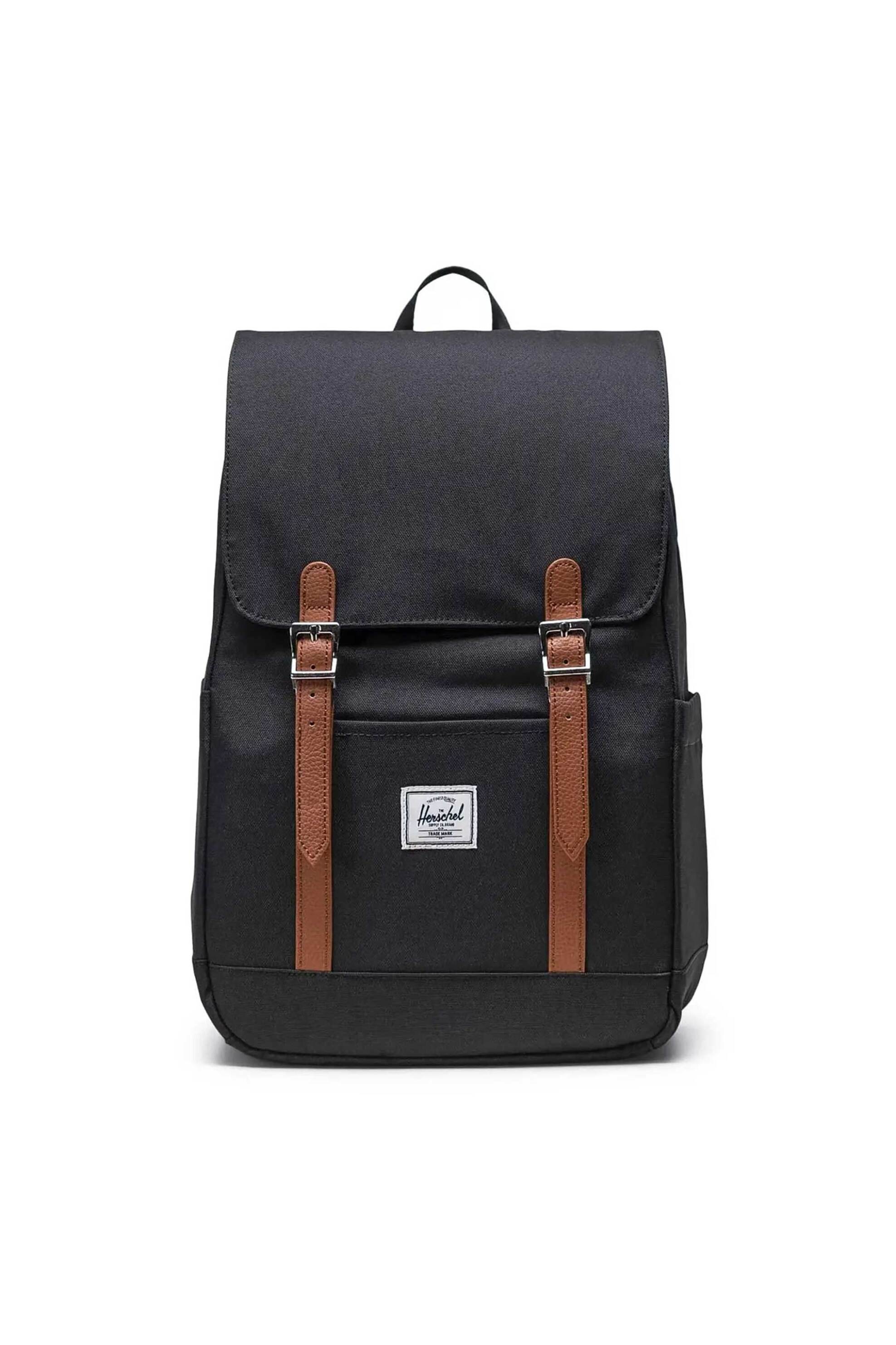 Herschel unisex backpack μονόχρωμο με contrast logo patch "Retreat™ Small" 17 L - 66UBCL00918 Μαύρο