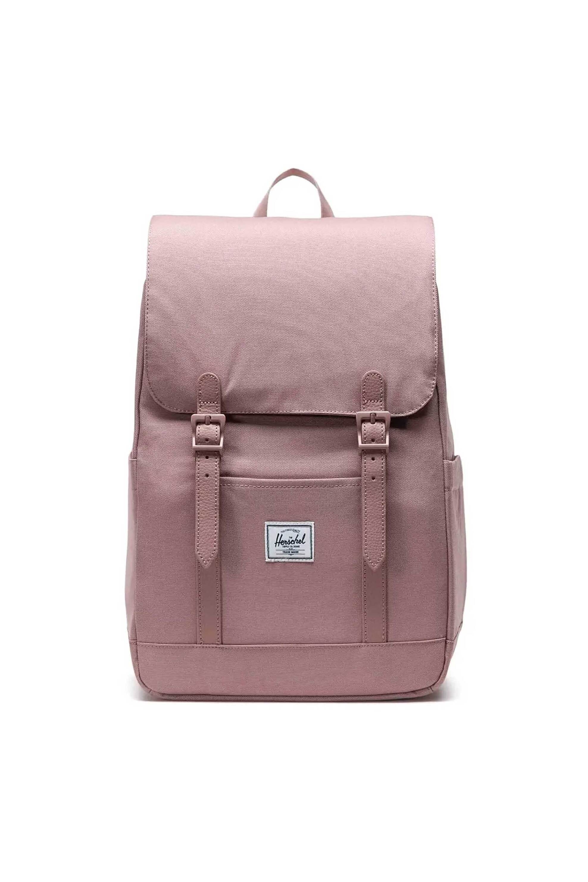 Herschel unisex backpack μονόχρωμο με contrast logo patch "Retreat™ Small" 17 L - 66UBCL00919 Ροζ