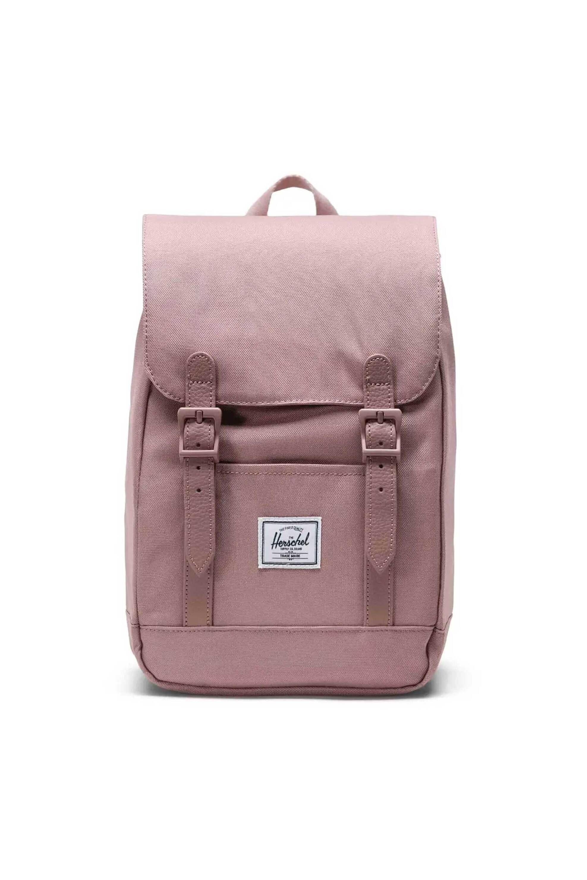 Herschel unisex backpack μονόχρωμο με contrast logo patch "Retreat™ Mini" 10 L - 66UBCL00932 Ροζ