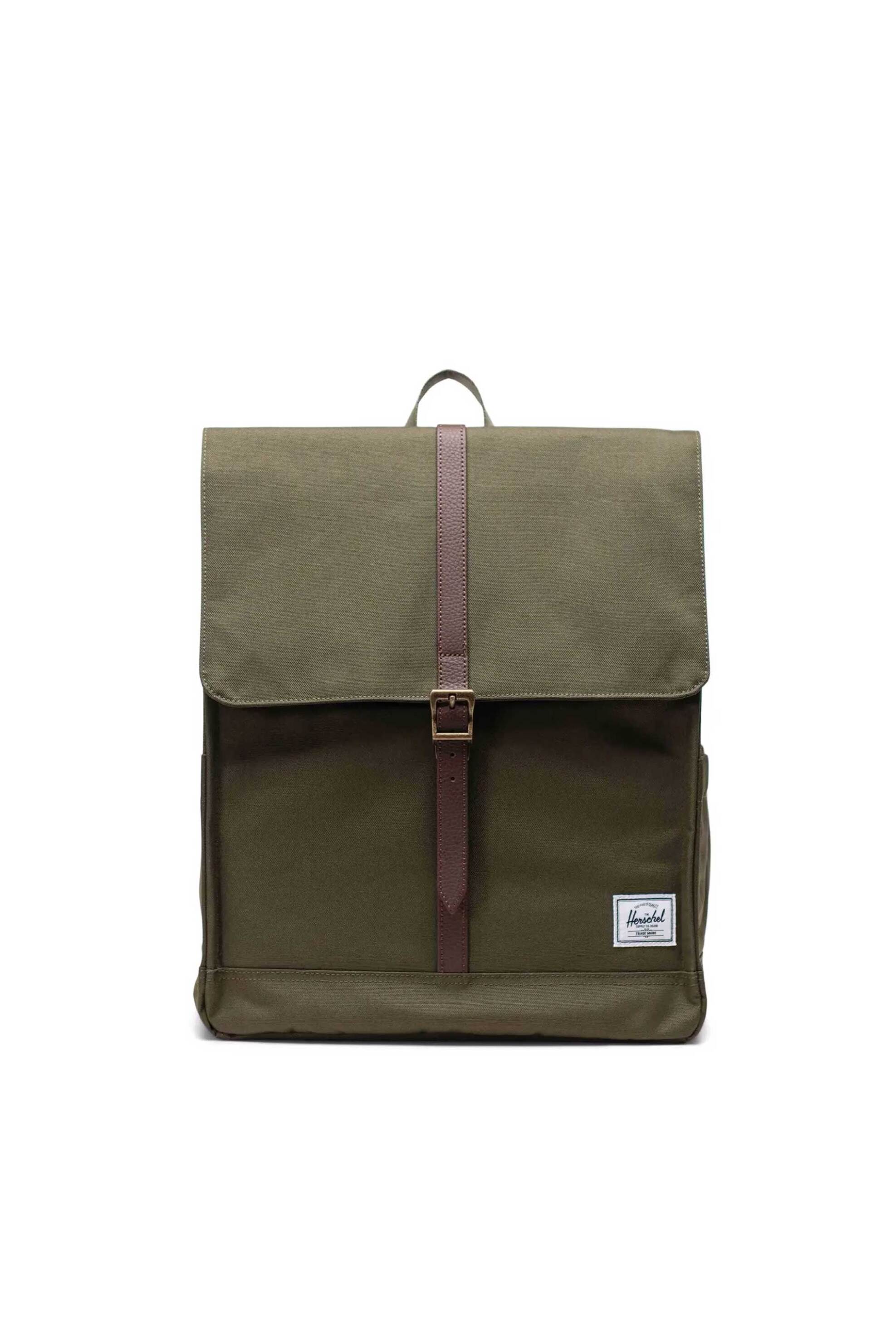 HERSCHEL Herschel unisex backpack μονόχρωμο με contrast logo patch "City" 16 L - 66UBWR00015 Χακί