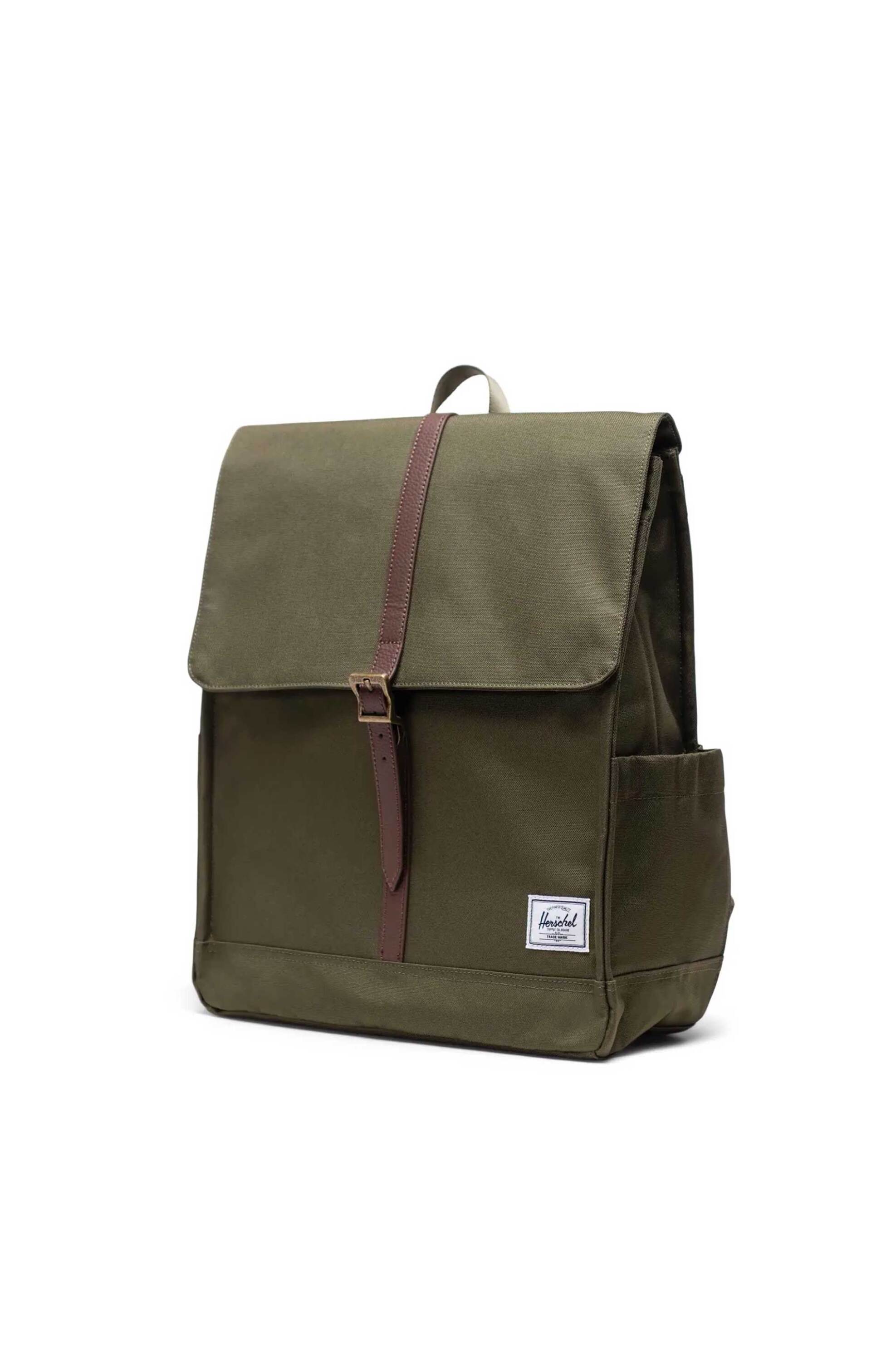 Herschel unisex backpack μονόχρωμο με contrast logo patch "City" 16 L - 66UBWR00015 Χακί φωτογραφία