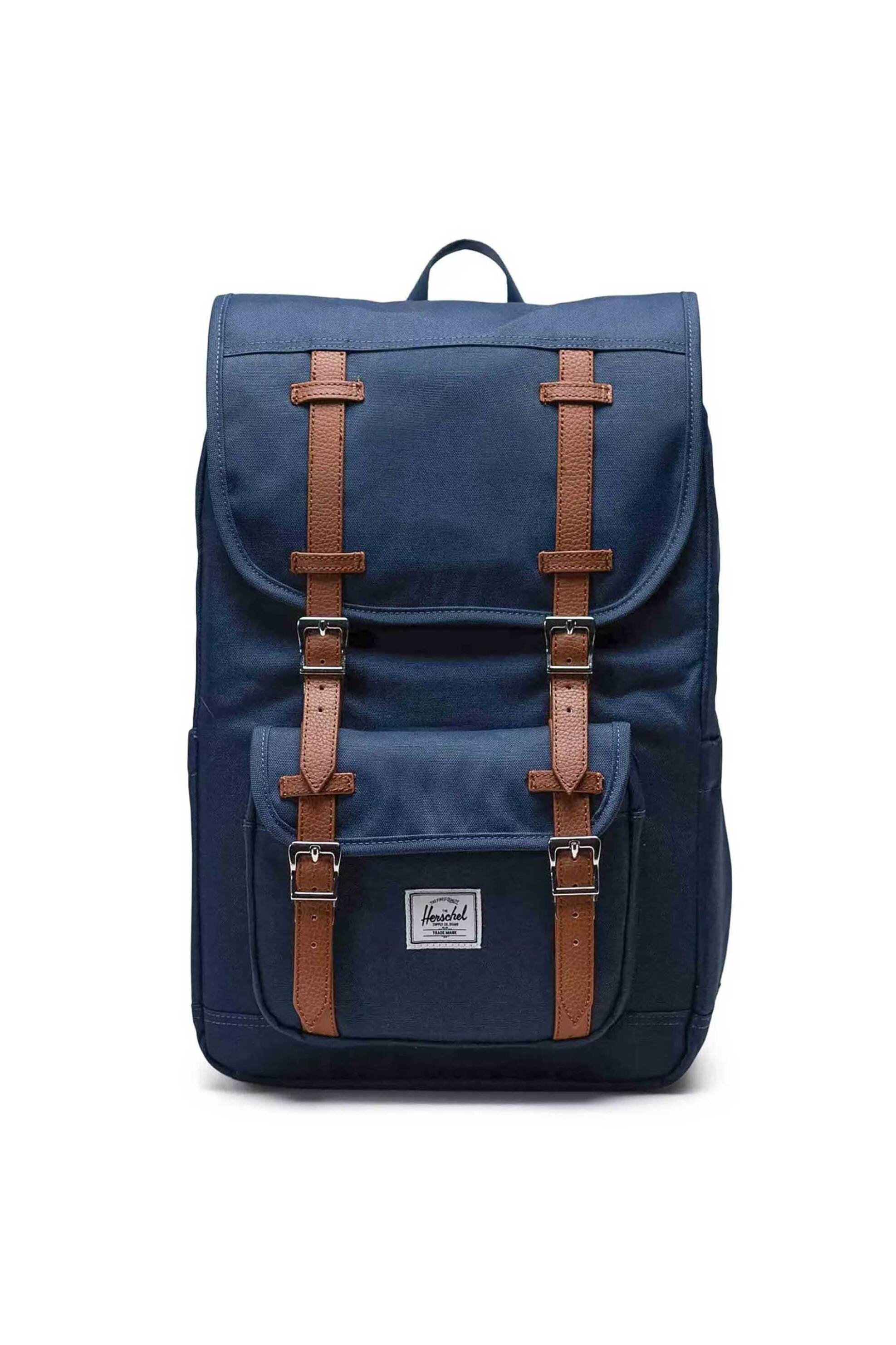 HERSCHEL Herschel unisex backpack μονόχρωμο με contrast logo patch "Little America Mid™" 21 L - 66UBCL00871 Μπλε Σκούρο