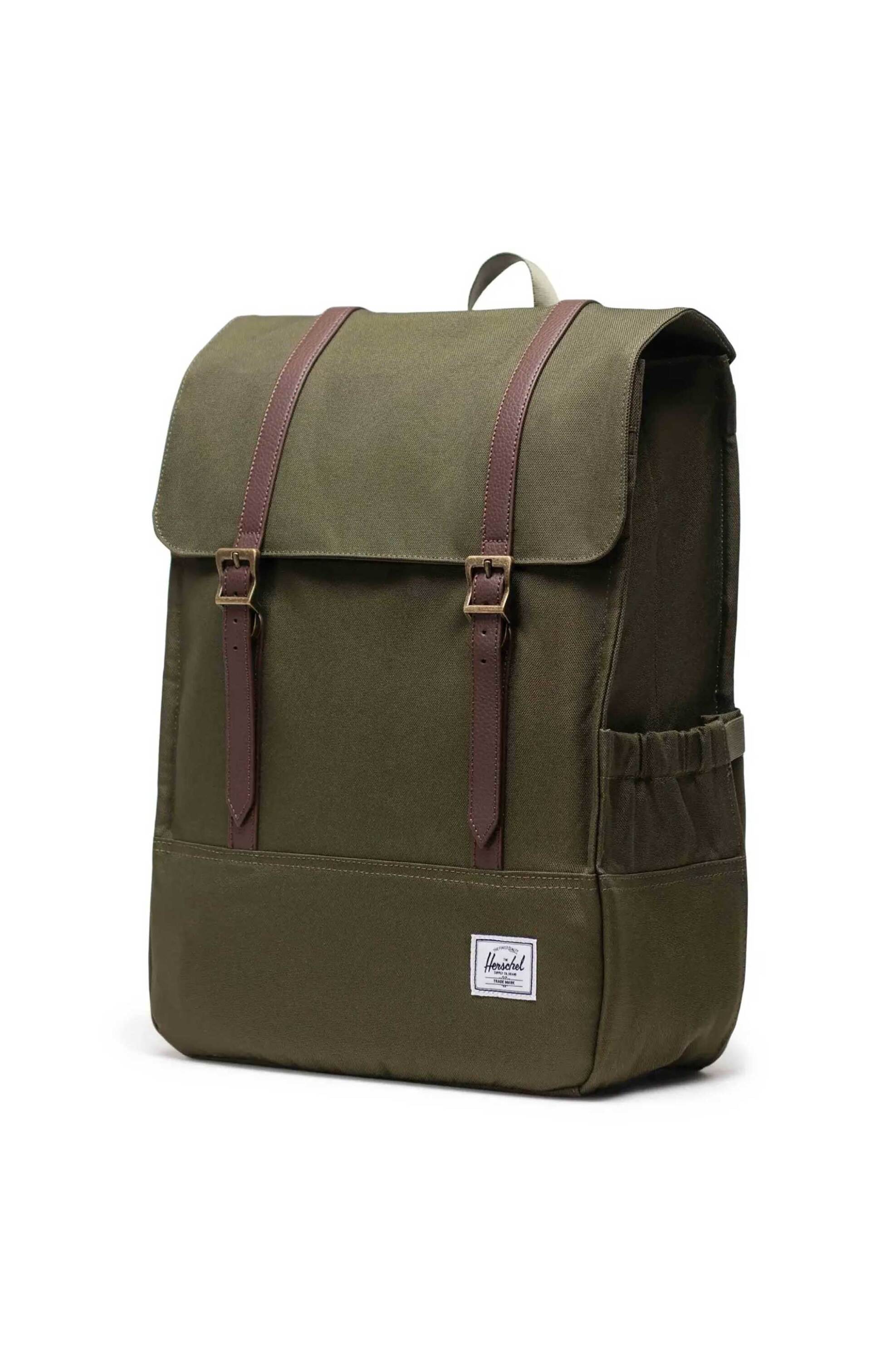 Herschel unisex backpack μονόχρωμο με contrast logo patch "Survey™" 20 L - 66UBCL01071 Λαδί φωτογραφία