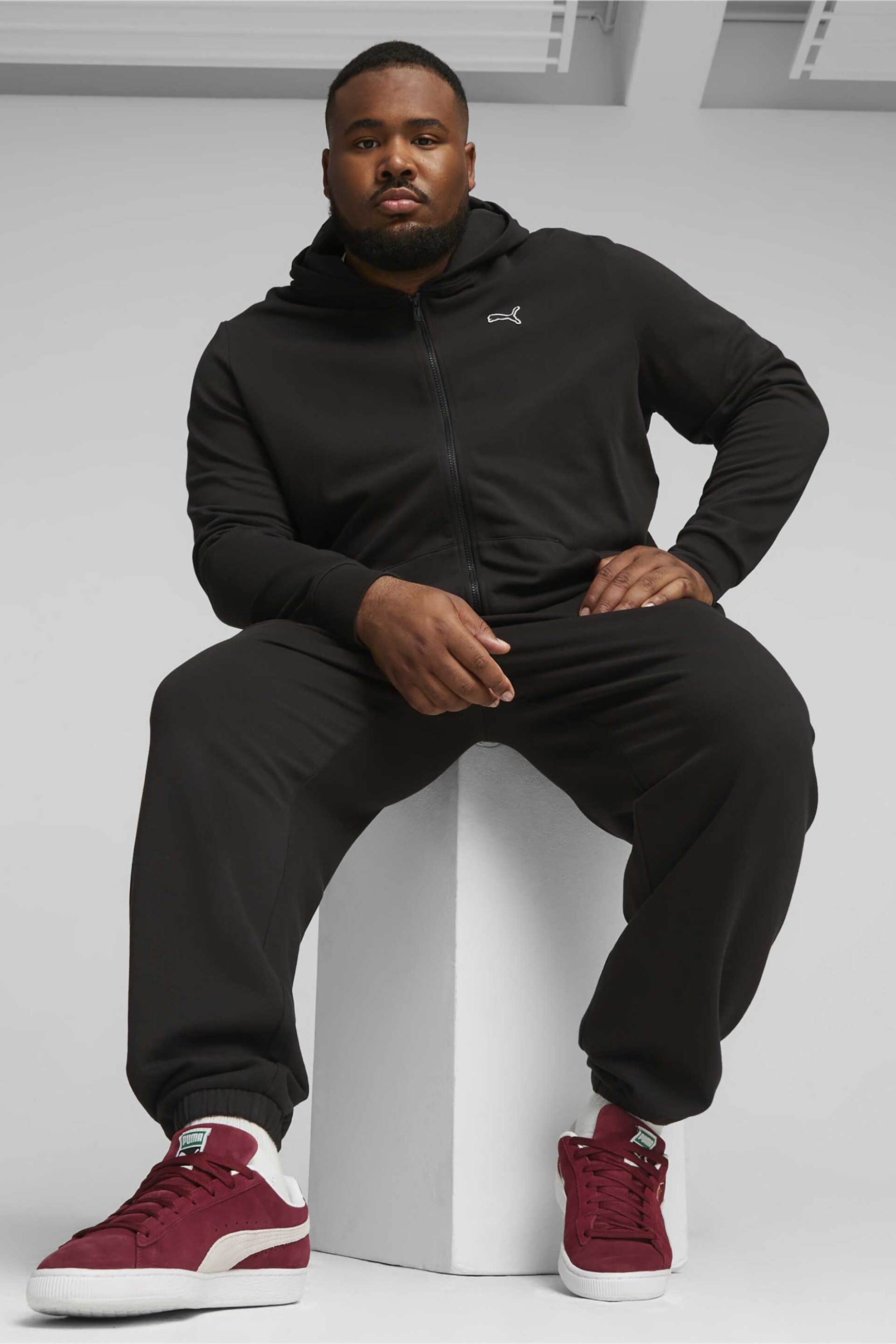 PUMA Puma ανδρική ζακέτα φούτερ μονόχρωμη με κουκούλα και λογότυπο Regular Fit "Better Essential" - 675979 Μαύρο