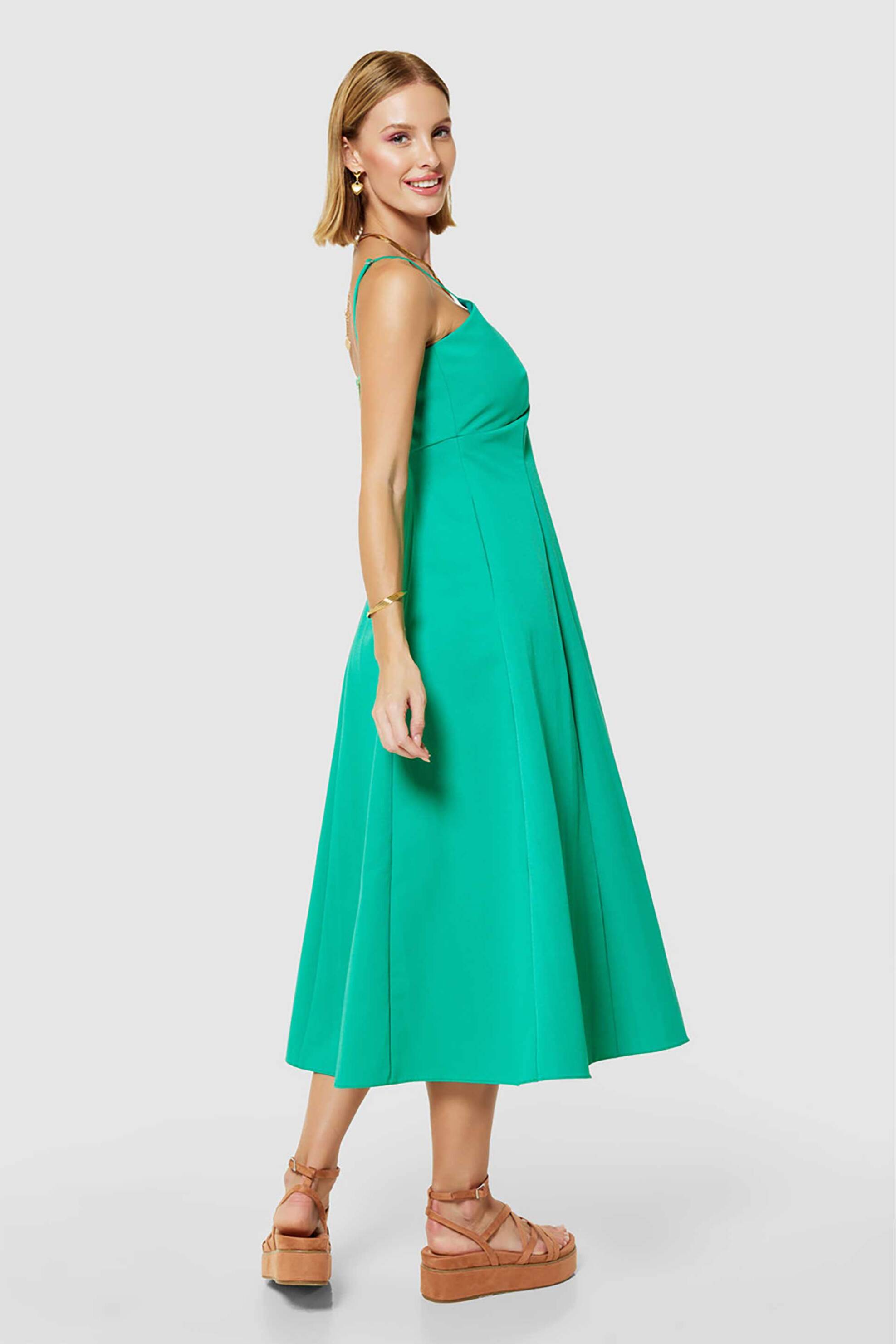 Closet London γυναικείο midi φόρεμα μονόχρωμο με τσέπες μπροστά - D10293 Βεραμάν φωτογραφία