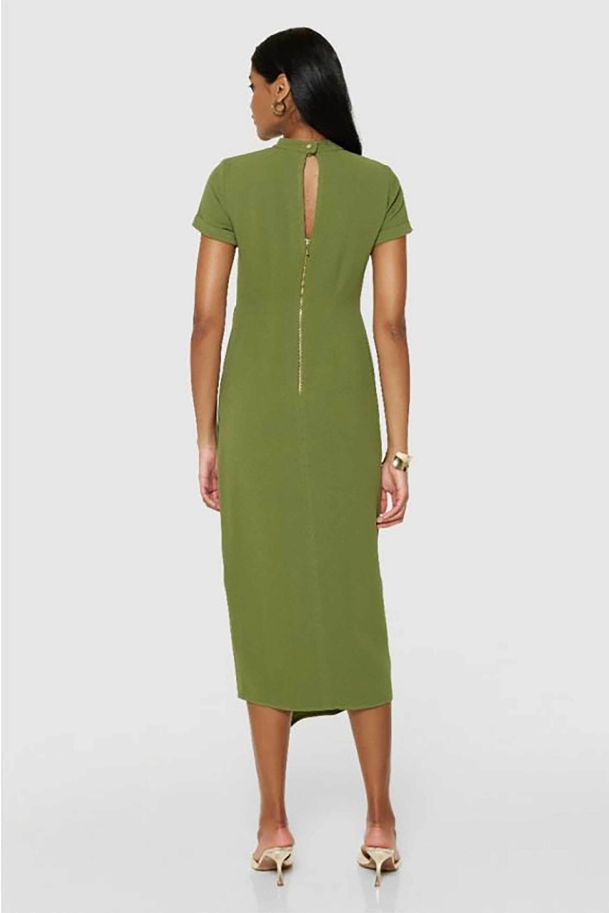 Closet London γυναικείο φόρεμα midi pencil - D10880 Λαδί φωτογραφία