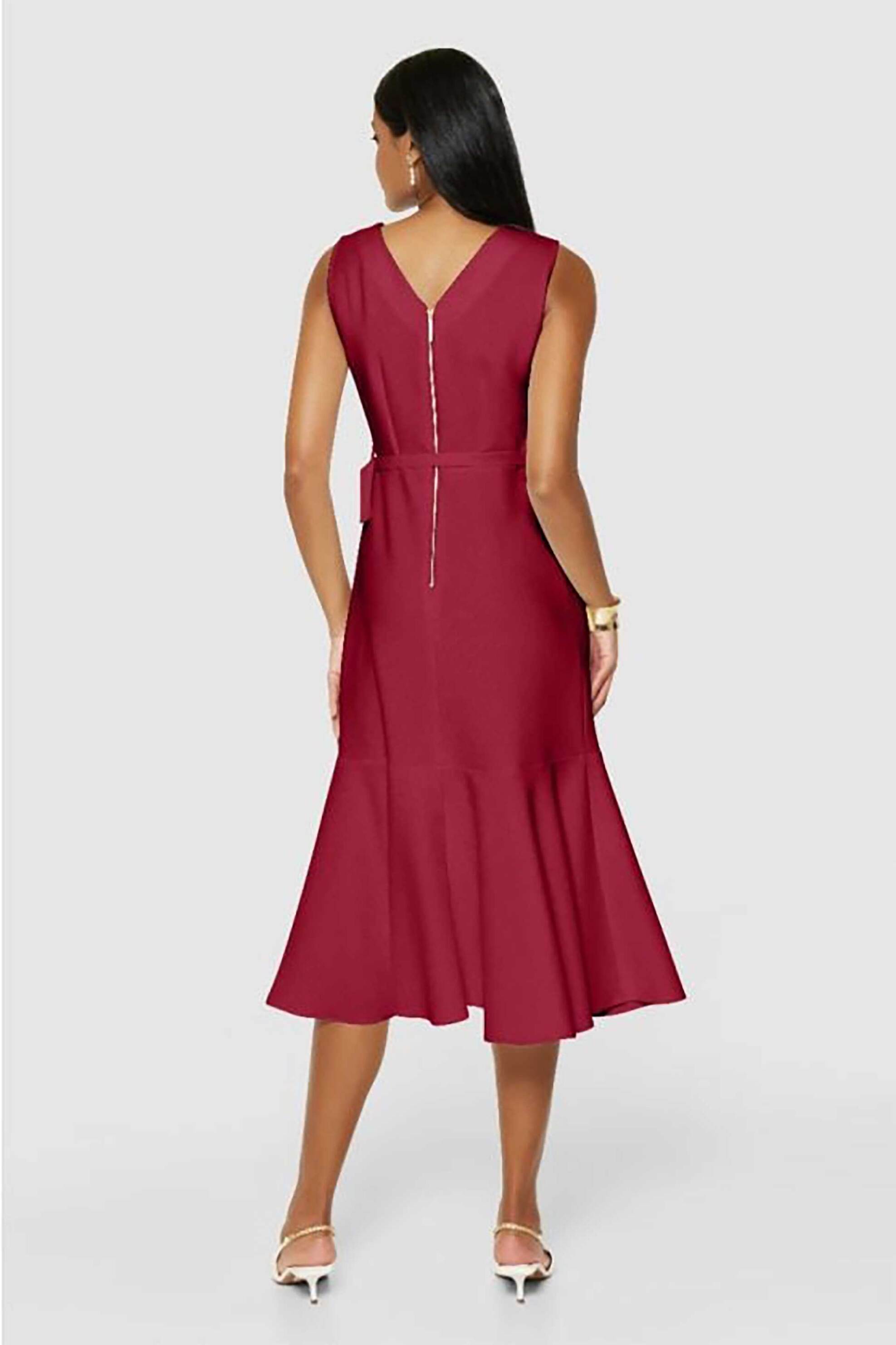 Closet London γυναικείο φόρεμα midi A-Line - D10904 Μπορντό φωτογραφία