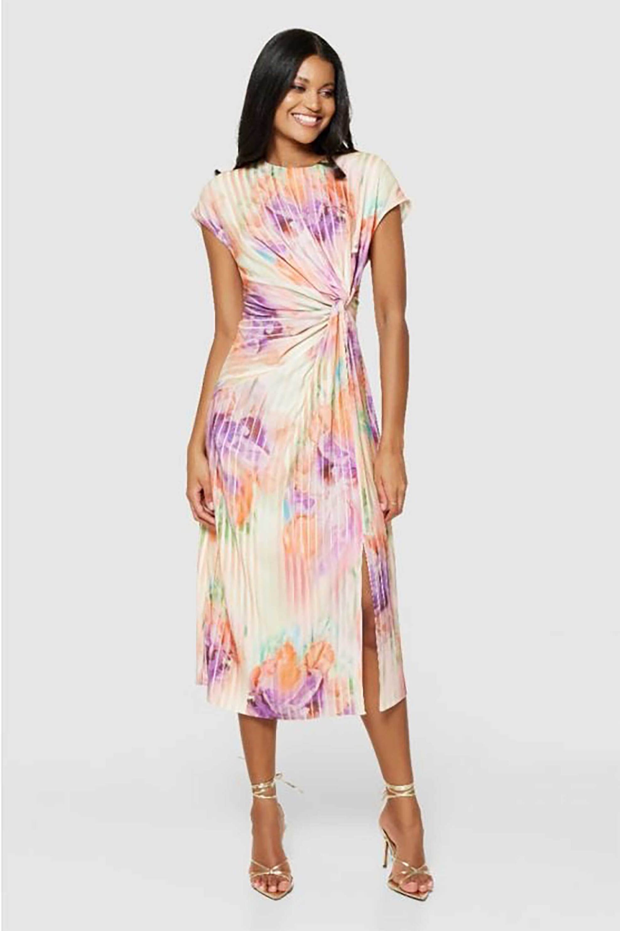 CLOSET LONDON Closet London γυναικείο φόρεμα midi με floral σχέδιο - D11035 Λιλά