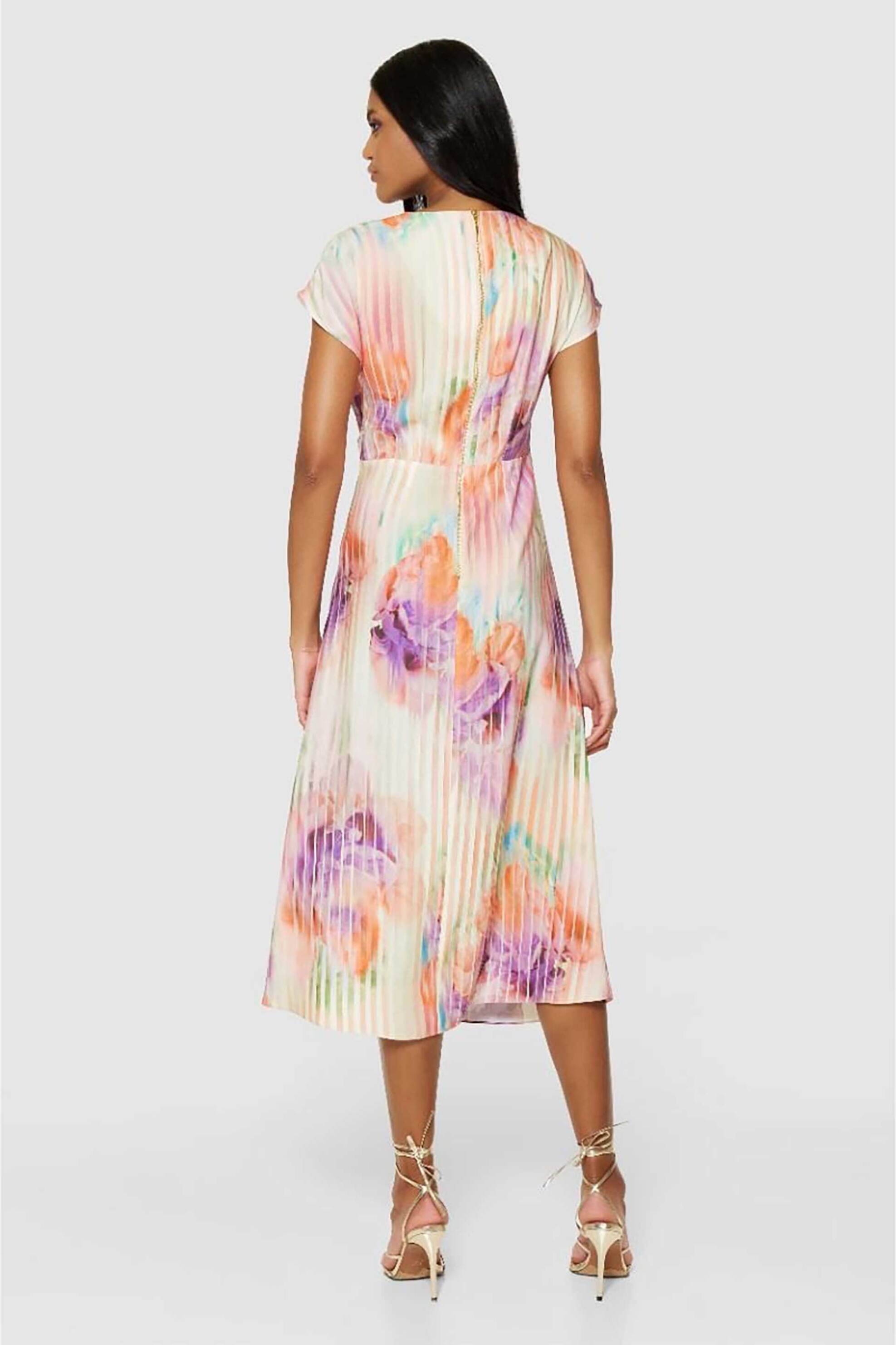Closet London γυναικείο φόρεμα midi με floral σχέδιο - D11035 Λιλά φωτογραφία