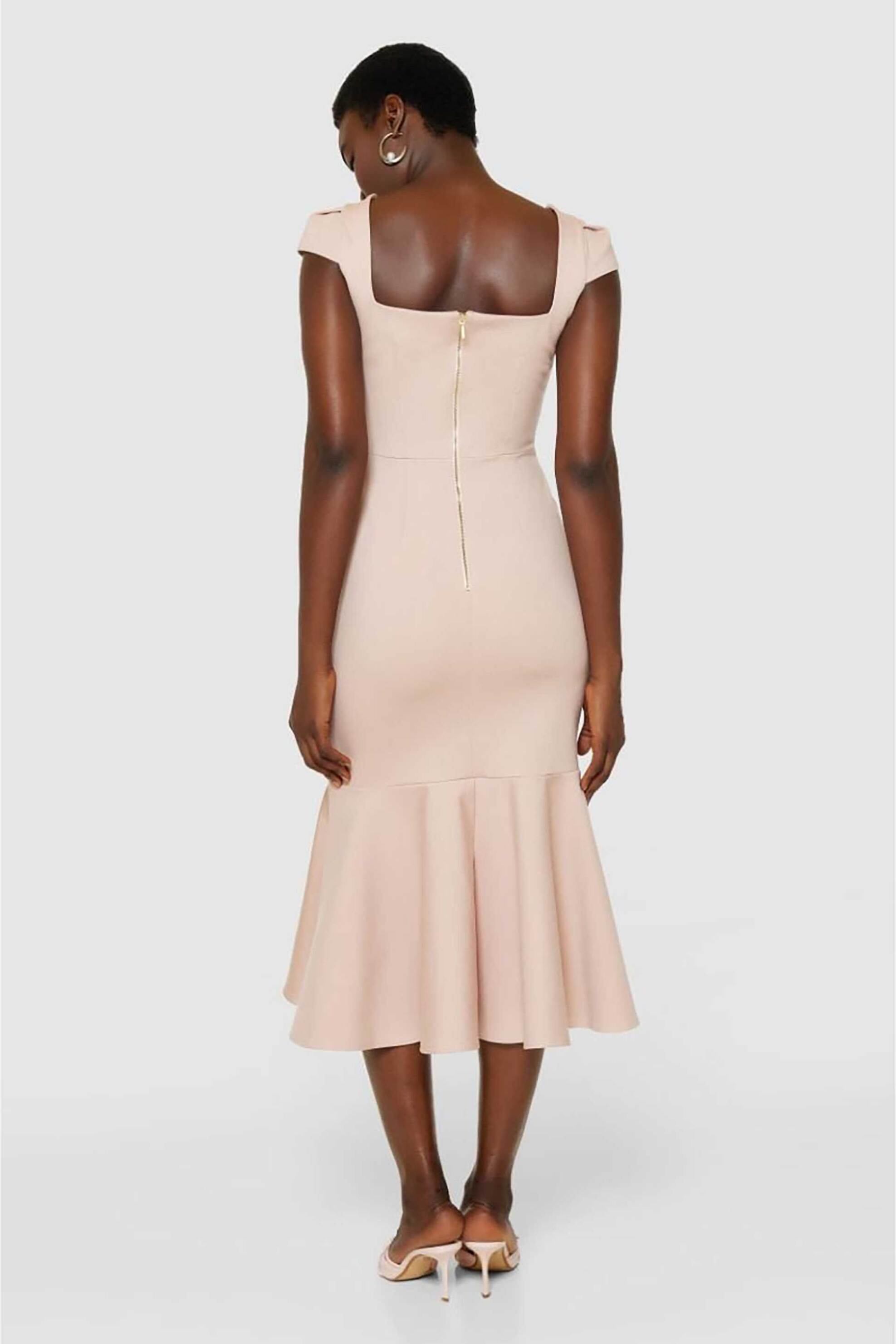 Closet London γυναικείο φόρεμα midi με flare κάτω μέρος - JD11053 Σομόν φωτογραφία