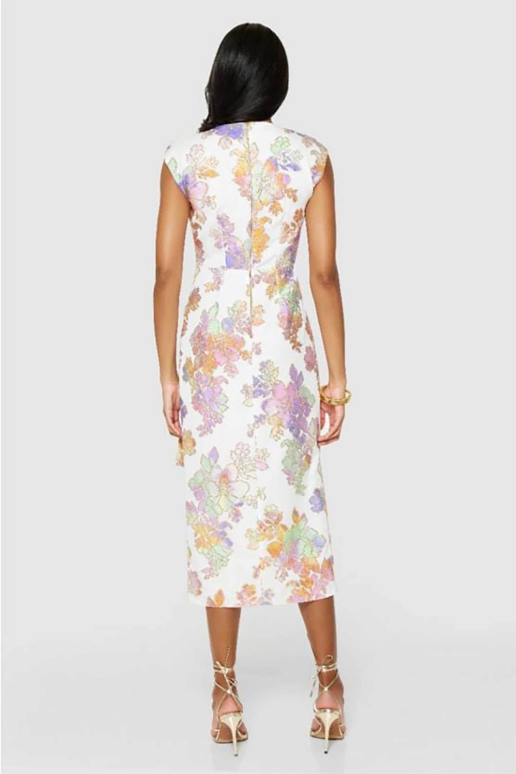 Closet London γυναικείο φόρεμα midi wrap με floral σχέδιο - D11022 Βιολετί φωτογραφία
