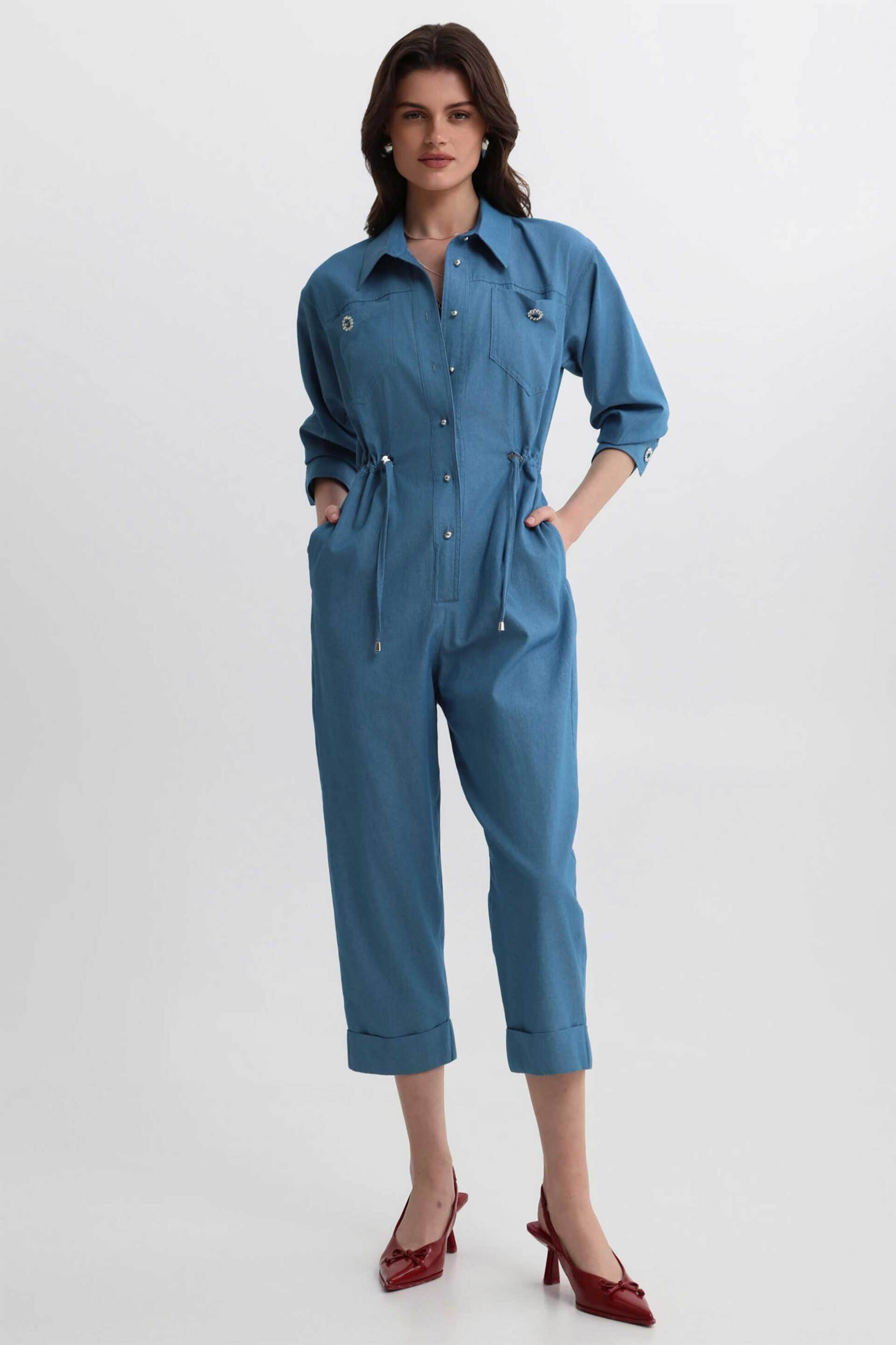  Bill Cost γυναικεία denim ολόσωμη φόρμα με κουμπιά - 10-200163-0 Denim Blue 2025