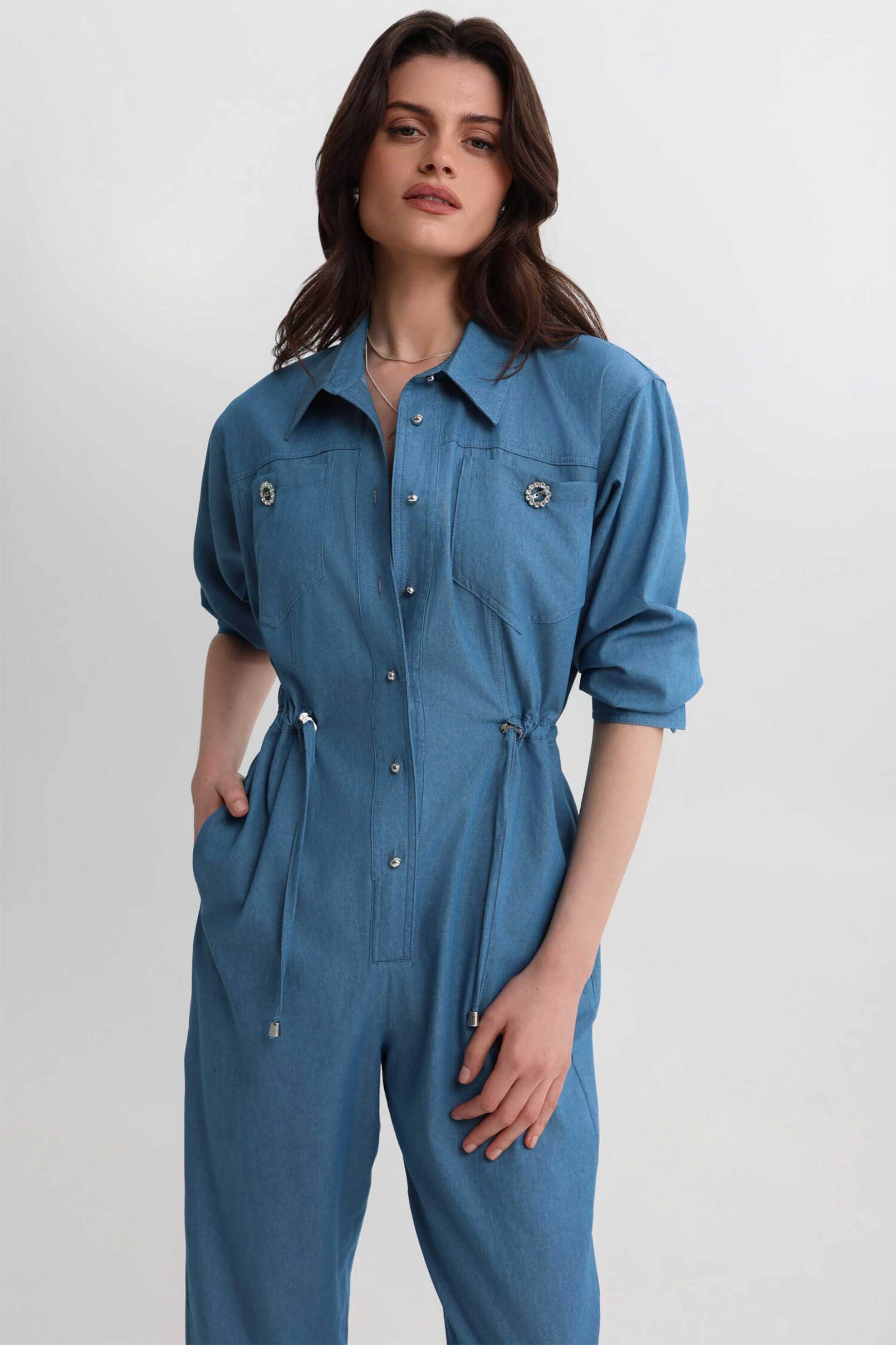 Bill Cost γυναικεία denim ολόσωμη φόρμα με κουμπιά - 10-200163-0 Denim Blue φωτογραφία