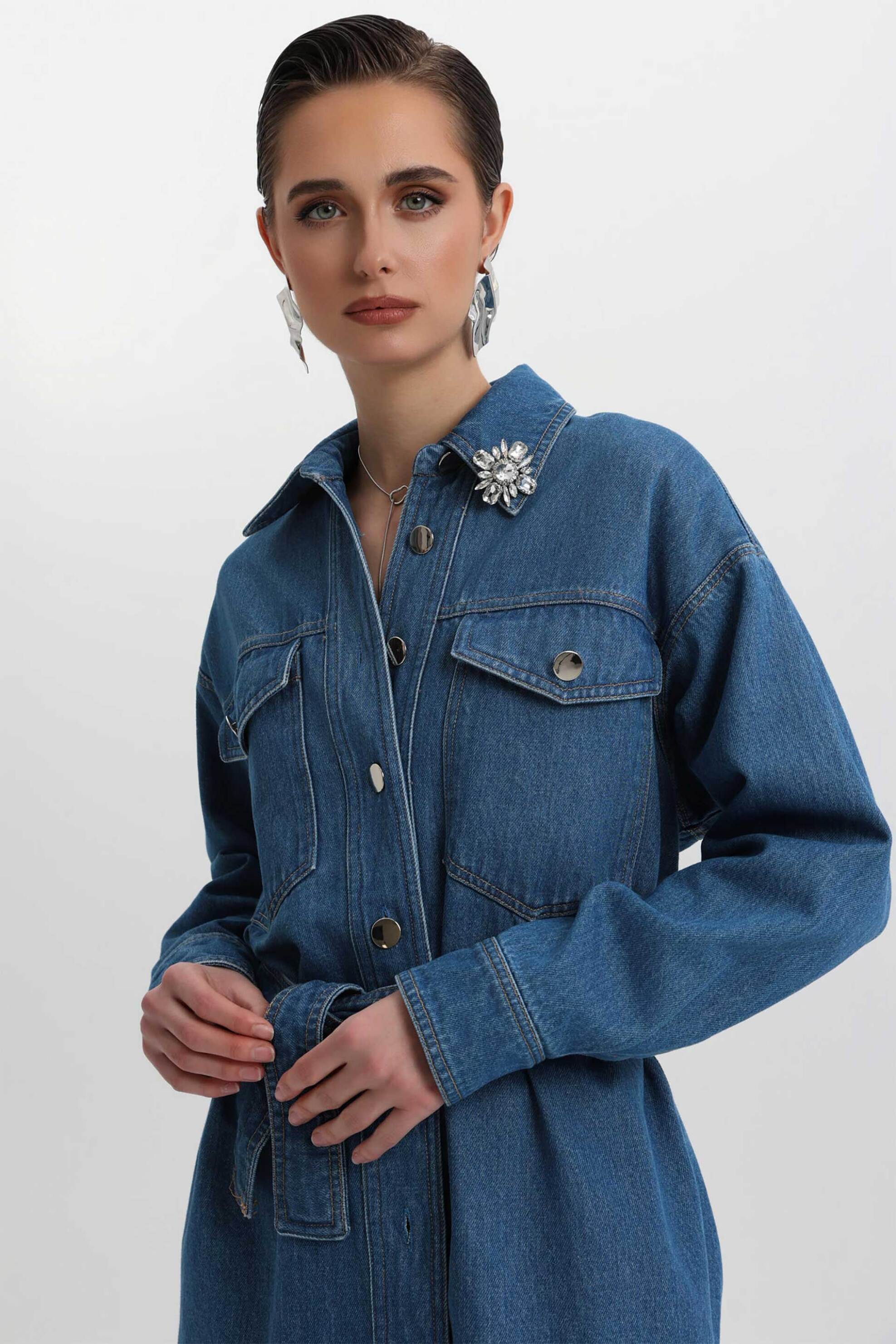 Bill Cost γυναικείο denim jacket με αποσπώμενη καρφίτσα - 10-200164-0 Denim Blue φωτογραφία