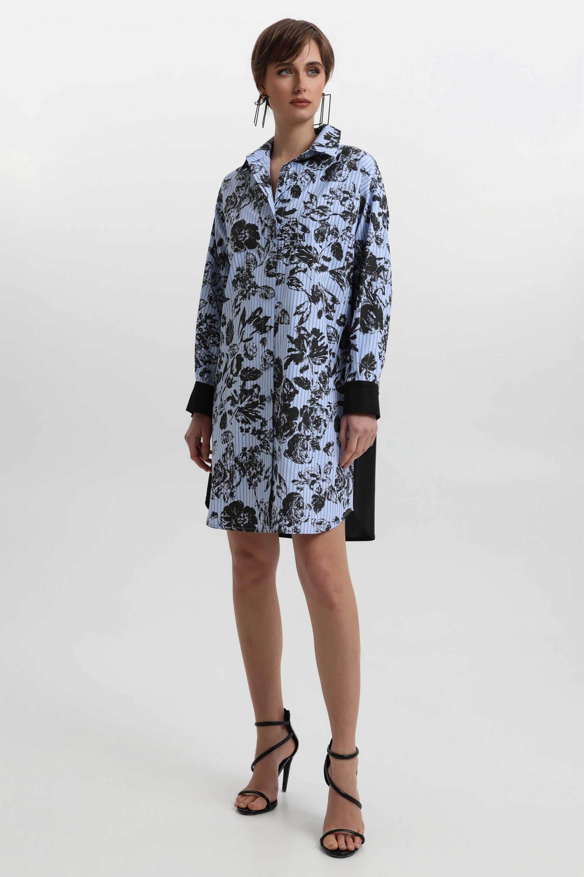 BILL COST Bill Cost γυναικείο mini φόρεμα σεμιζιέ με floral σχέδιο - 10-342283-0 Σιελ