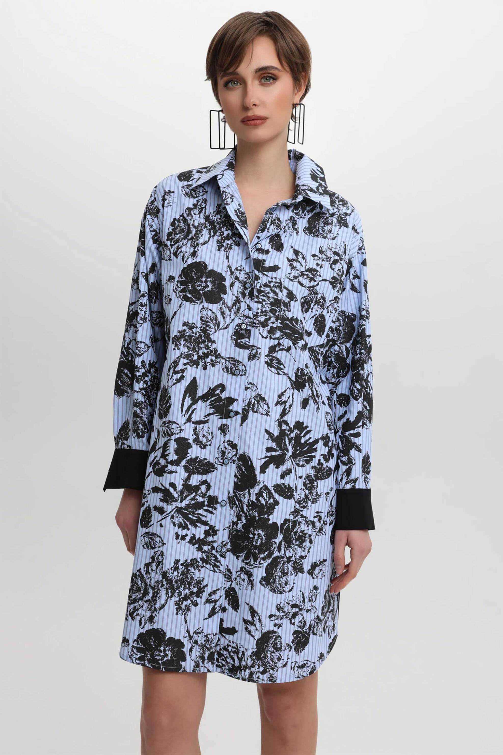 Bill Cost γυναικείο mini φόρεμα σεμιζιέ με floral σχέδιο - 10-342283-0 Σιελ φωτογραφία