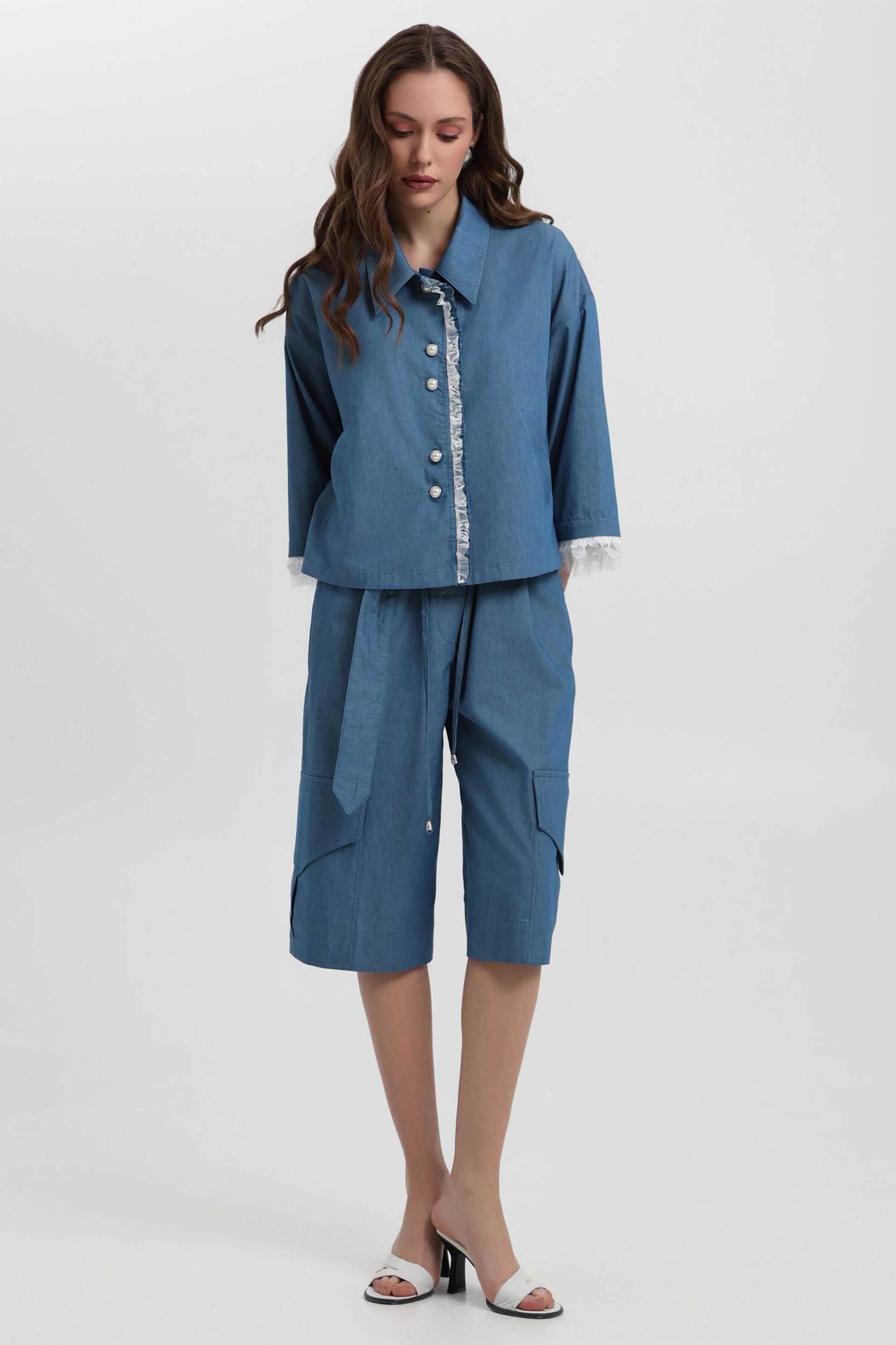  Bill Cost γυναικεία denim βερμούδα με ζώνη - 10-200160-0 Denim Blue 2025