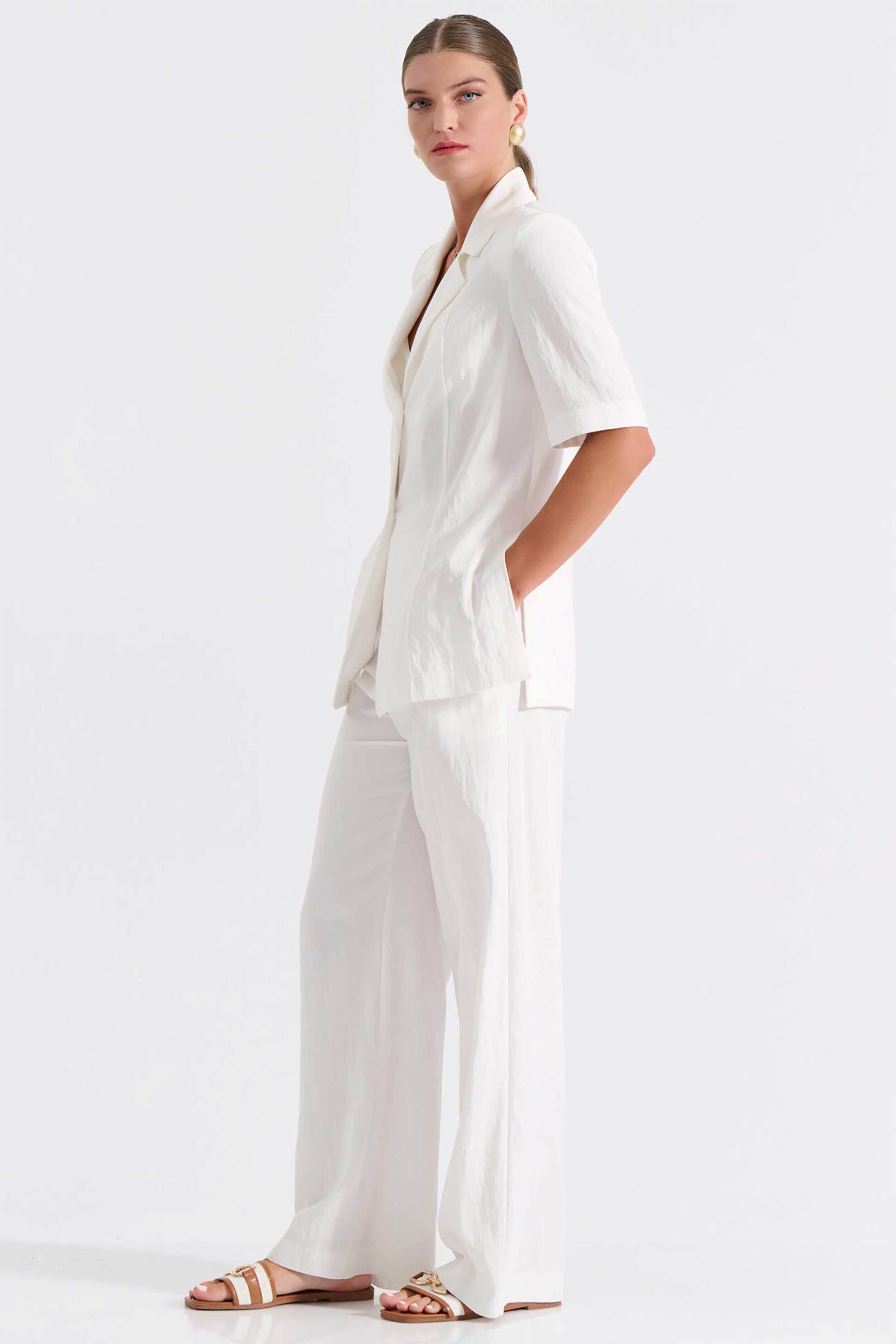 BILL COST Bill Cost γυναικείο ψηλόμεσο παντελόνι με πιέτες - 10-060807-0 Λευκό