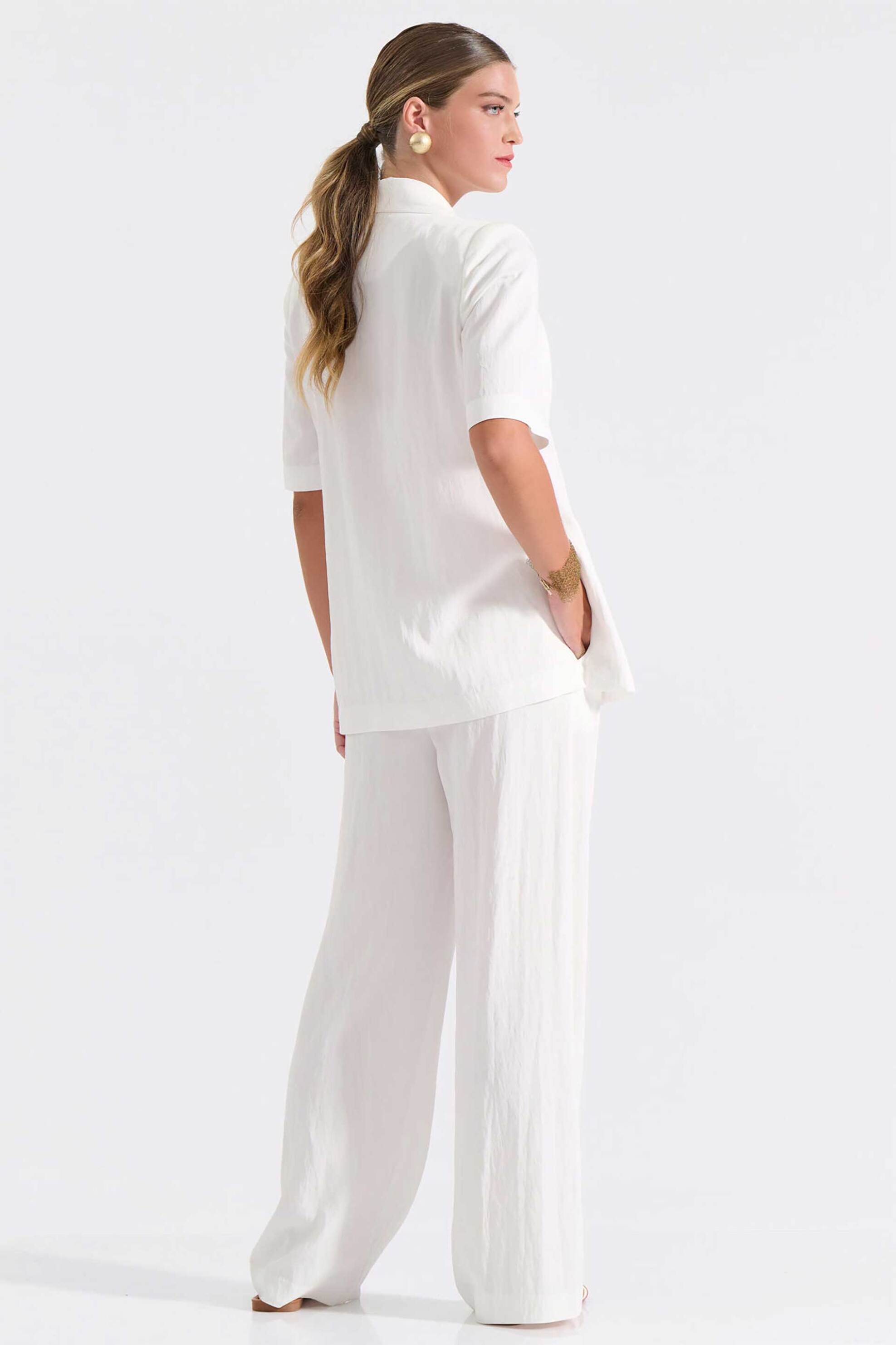 Bill Cost γυναικείο ψηλόμεσο παντελόνι με πιέτες - 10-060807-0 Λευκό φωτογραφία