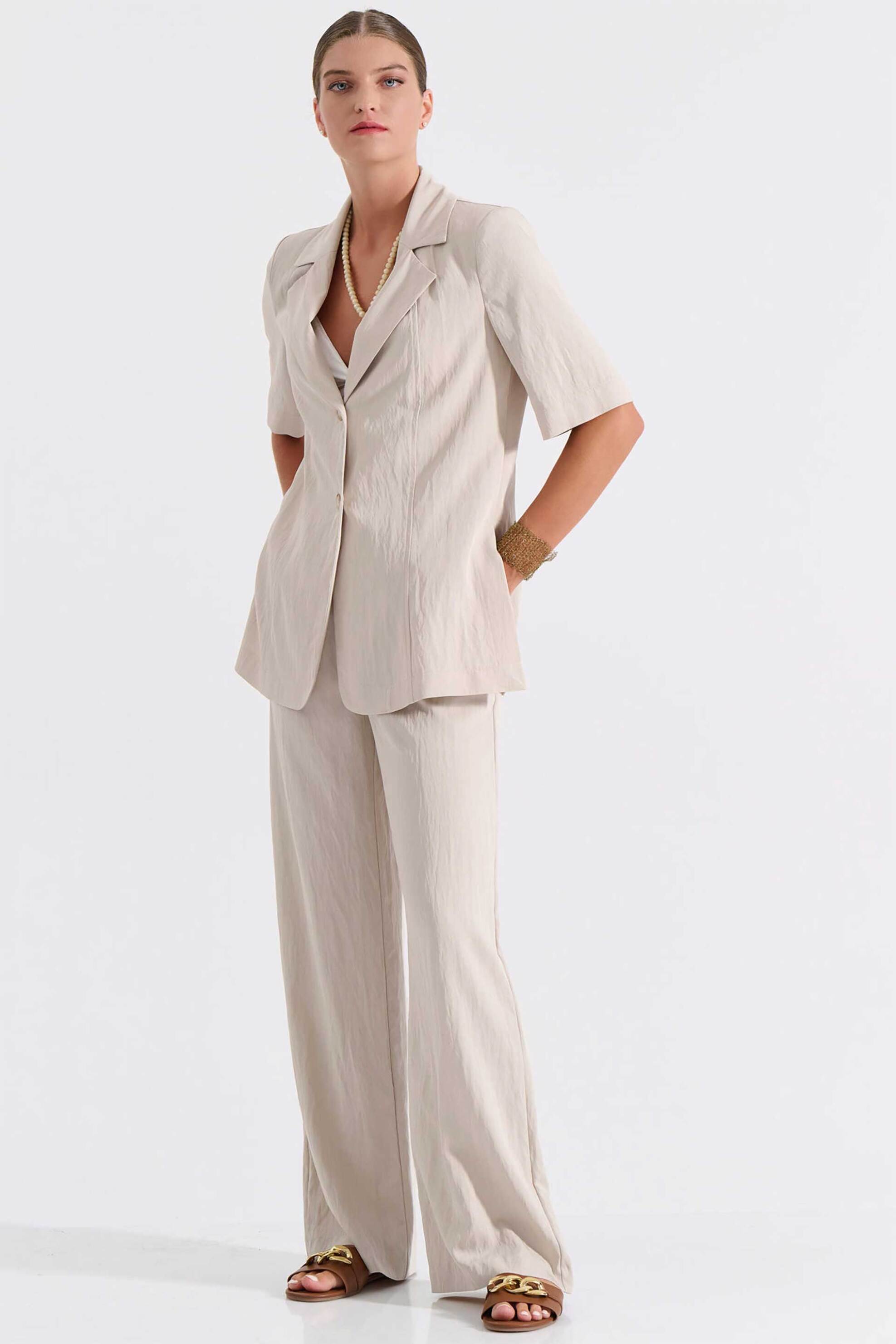 BILL COST Bill Cost γυναικείο ψηλόμεσο παντελόνι με πιέτες - 10-060807-0 Μπεζ