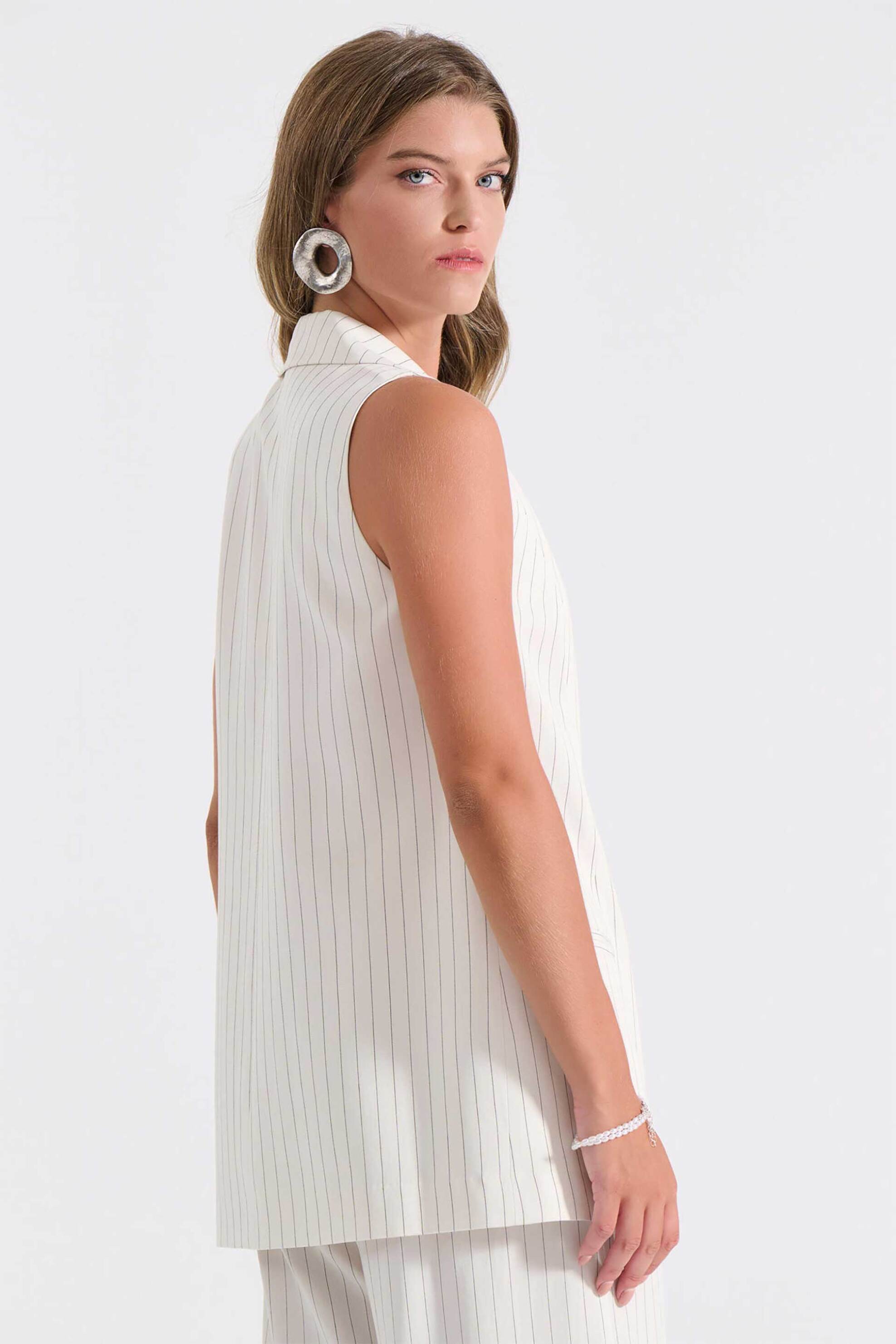 Bill Cost γυναικείο γιλέκο με ριγέ σχέδιο - 10-320601-0 Λευκό φωτογραφία