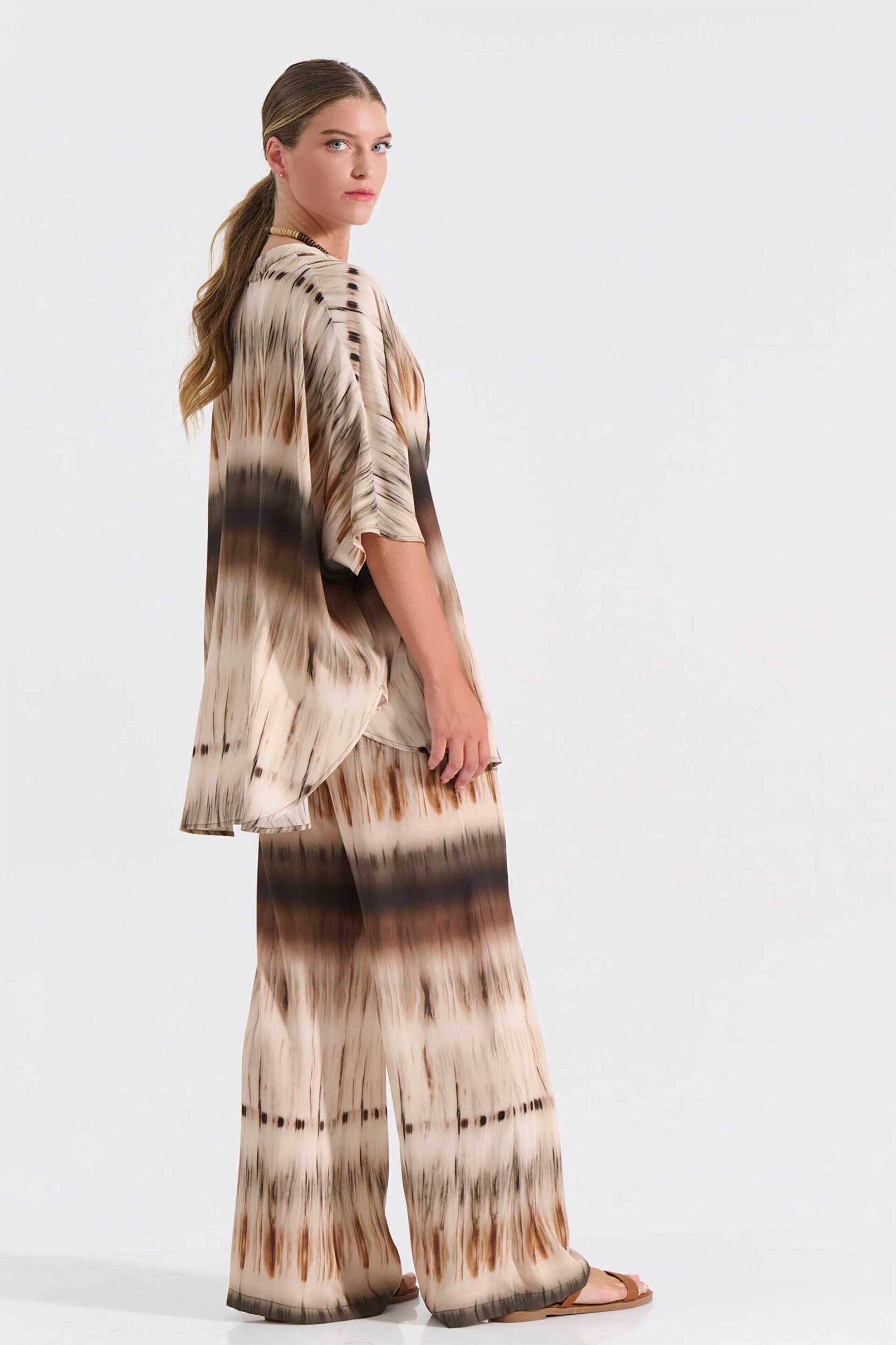 Bill Cost γυναικεία παντελόνα με σχέδιο και ελαστική μέση - 10-342360-0 Μπεζ φωτογραφία