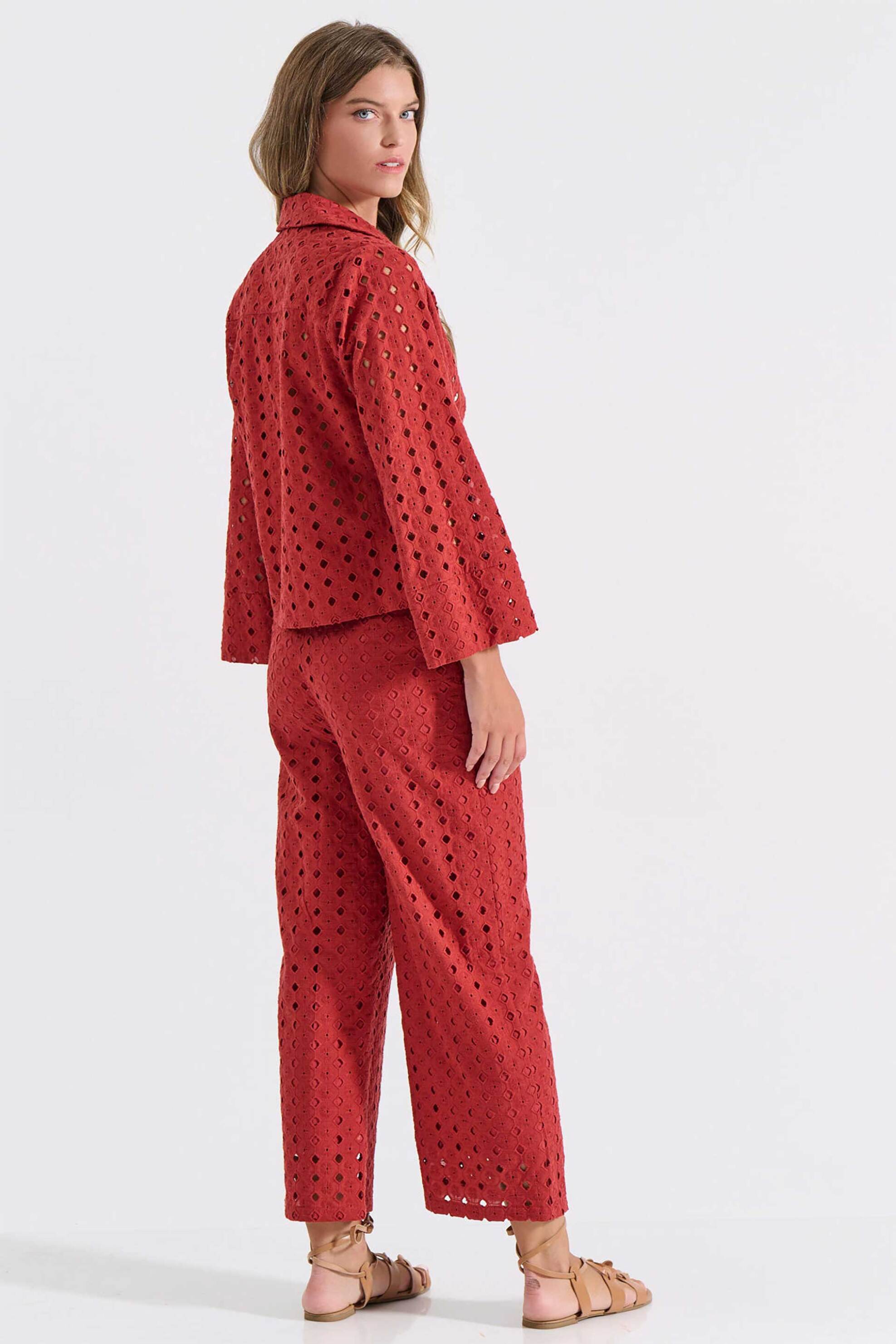 Bill Cost γυναικεία ψηλόμεση ζιπ κιλότ με διάτρητο σχέδιο - 10-350493-0 Κεραμιδί φωτογραφία