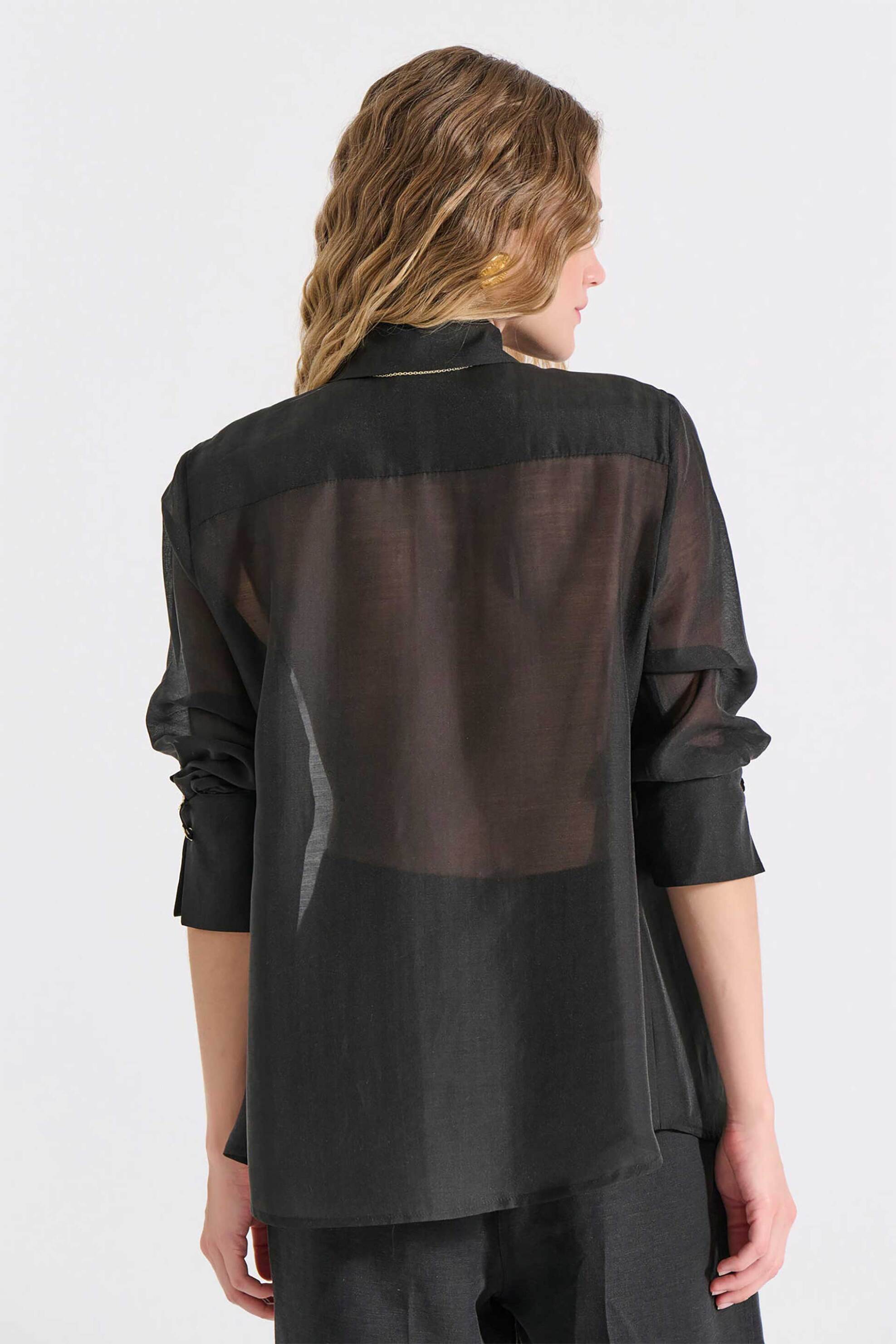 Bill Cost γυναικείο πουκάμισο με ημιδιαφάνεια - 10-150285-0 Μαύρο φωτογραφία