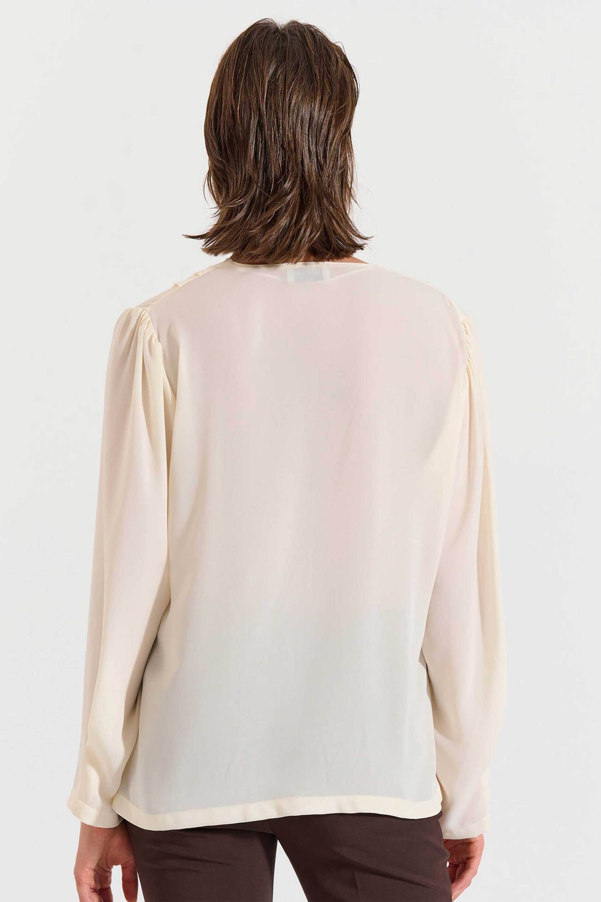 Bill Cost γυναικεία μπλούζα με V και πιέτες - 10-031037-0 Κρέμ φωτογραφία