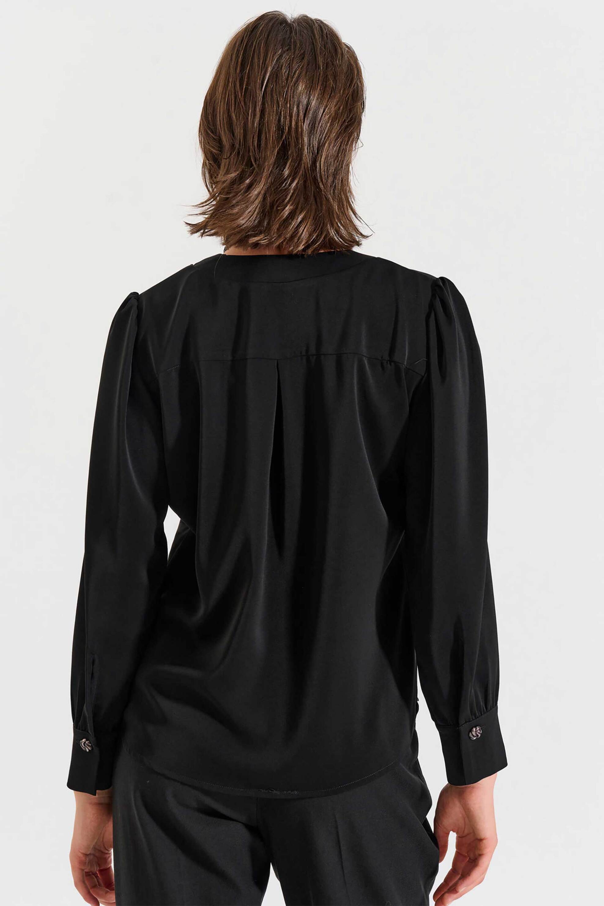 Bill Cost γυναικεία μπλούζα με V και πιέτες - 10-031036-0 Μαύρο φωτογραφία