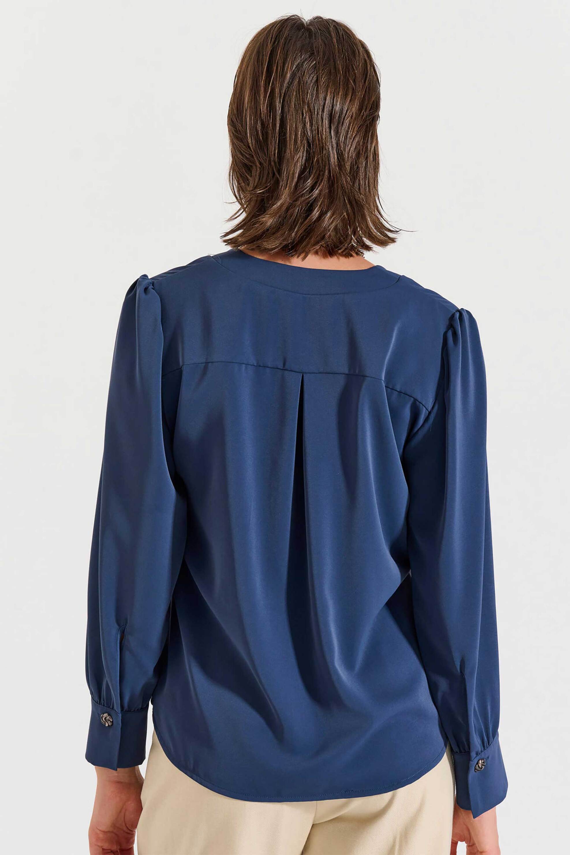 Bill Cost γυναικεία μπλούζα με V και πιέτες - 10-031036-0 Μπλε φωτογραφία