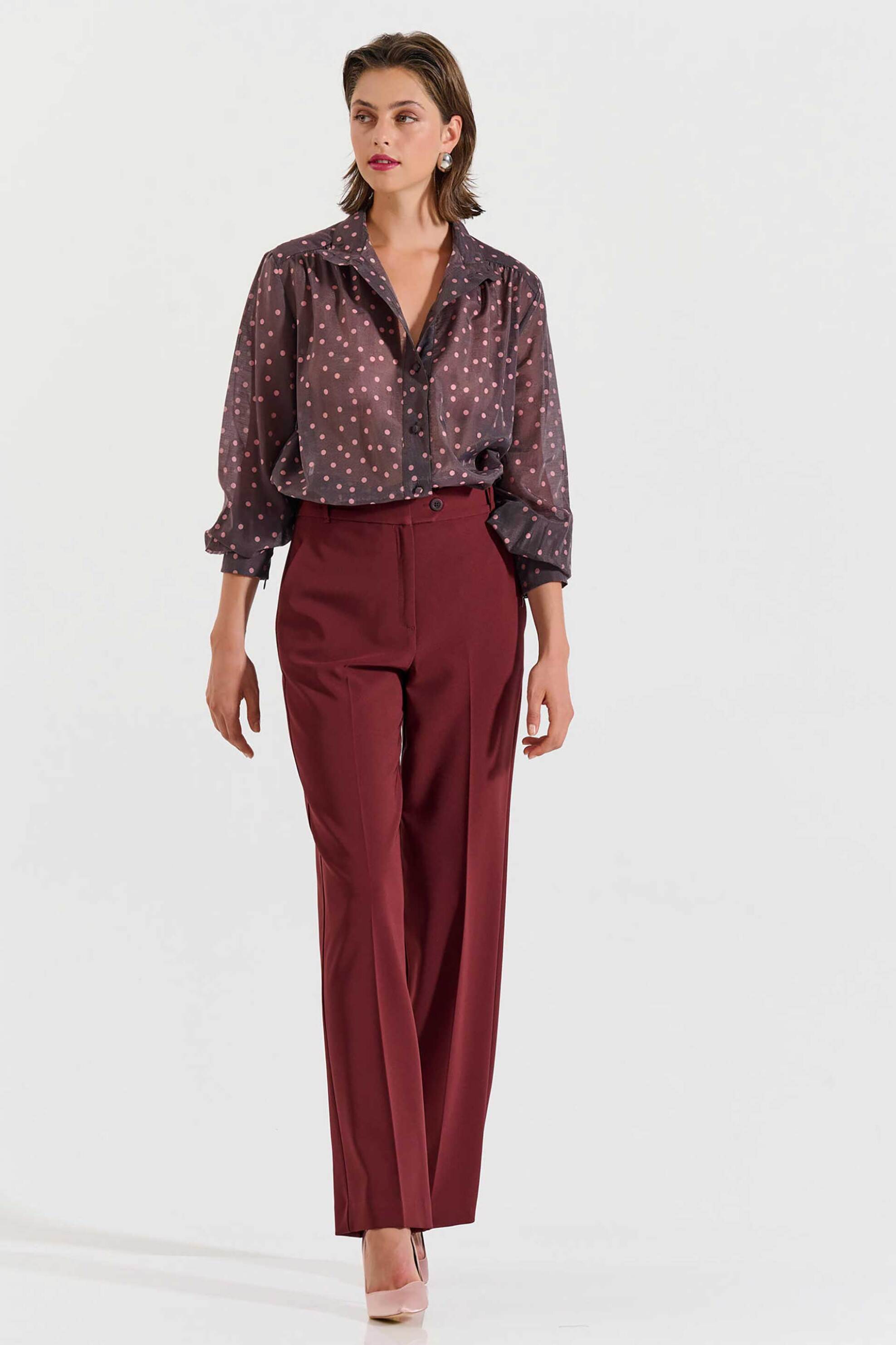 BILL COST Bill Cost γυναικείο παντελόνι μονόχρωμο - 10-031041-0 Μπορντό