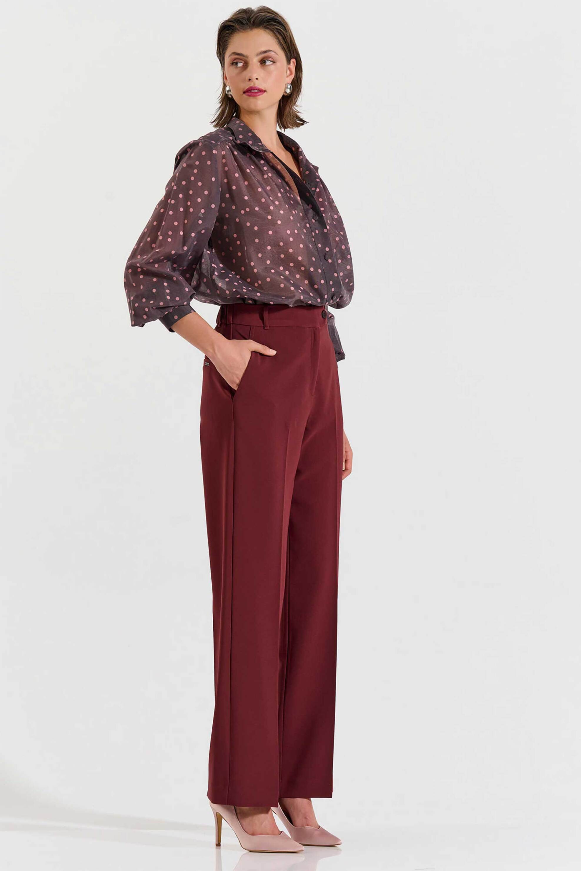 Bill Cost γυναικείο παντελόνι μονόχρωμο - 10-031041-0 Μπορντό φωτογραφία