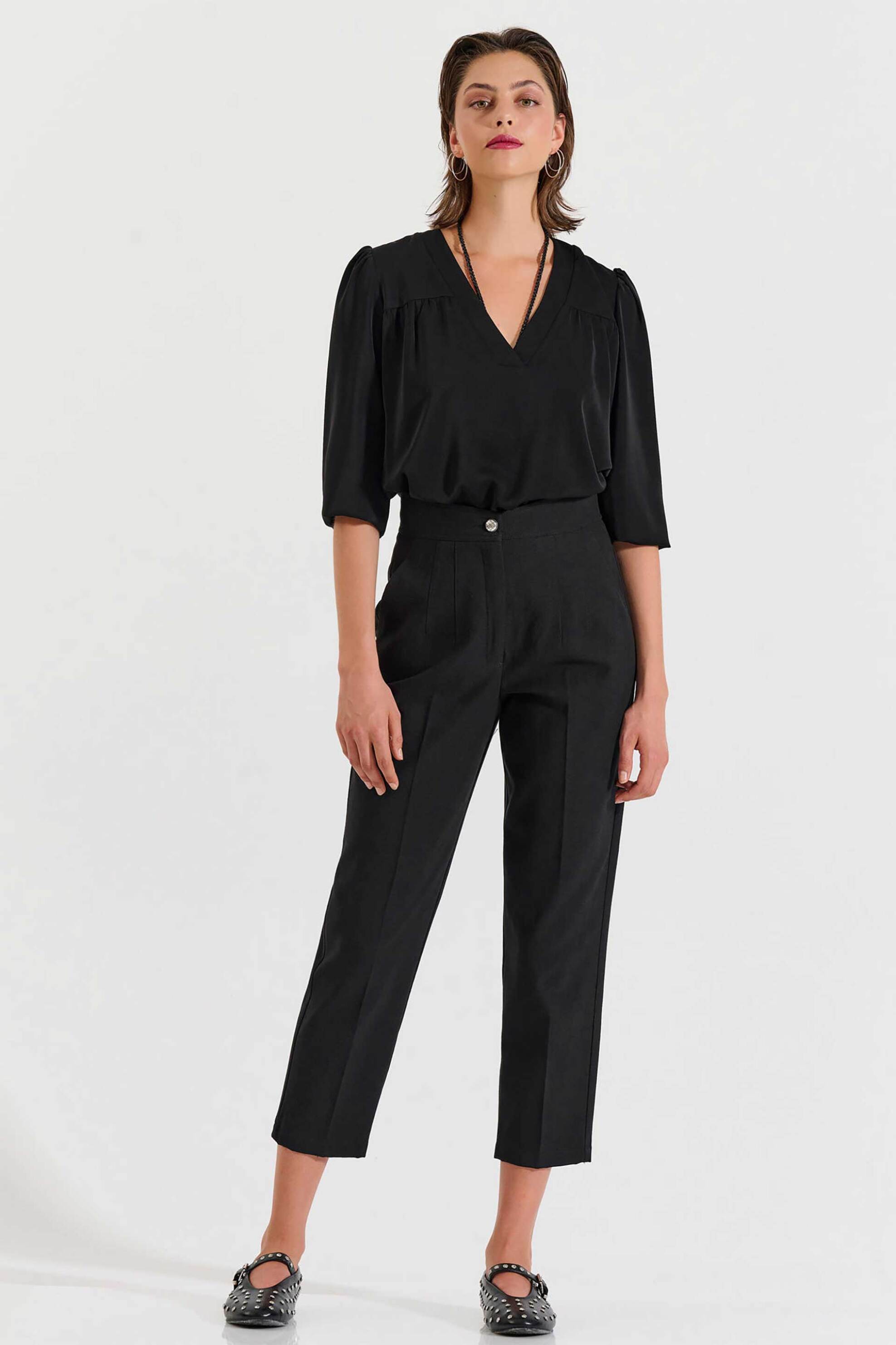 Bill Cost γυναικείο παντελόνι ψηλόμεσο cropped - 10-060816-0 Μαύρο