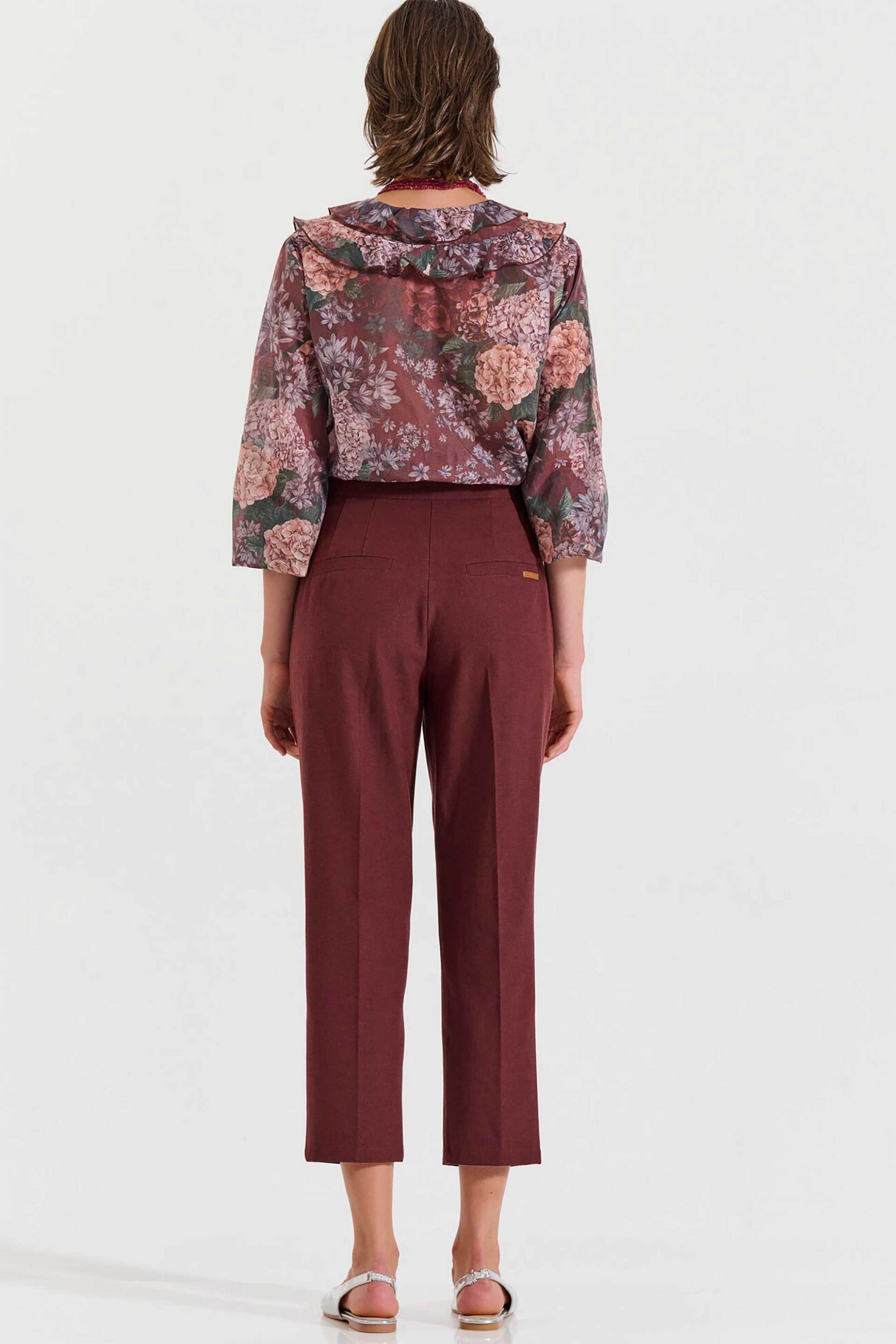 Bill Cost γυναικείο παντελόνι ψηλόμεσο cropped - 10-060816-0 Μπορντό φωτογραφία