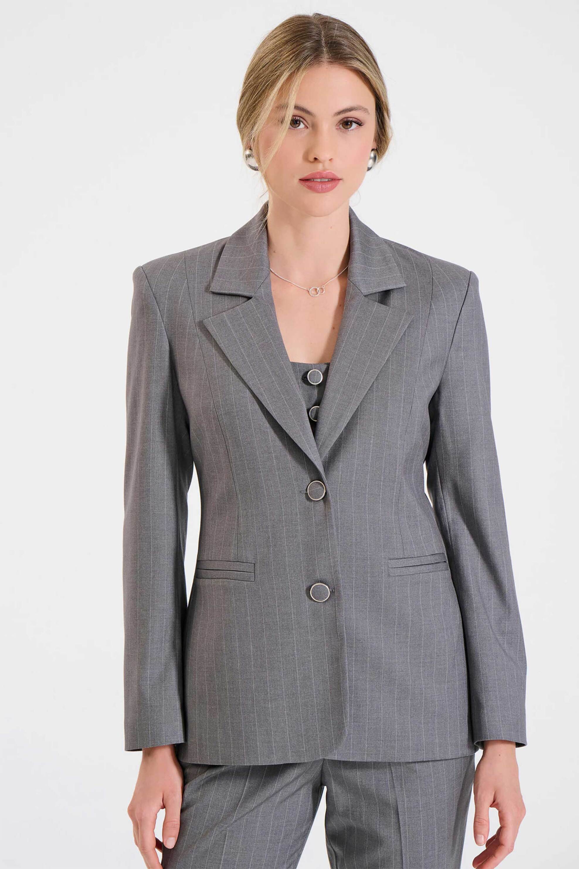 Bill Cost γυναικείο σακάκι με ριγέ σχέδιο - 10-320611-0 Γκρι