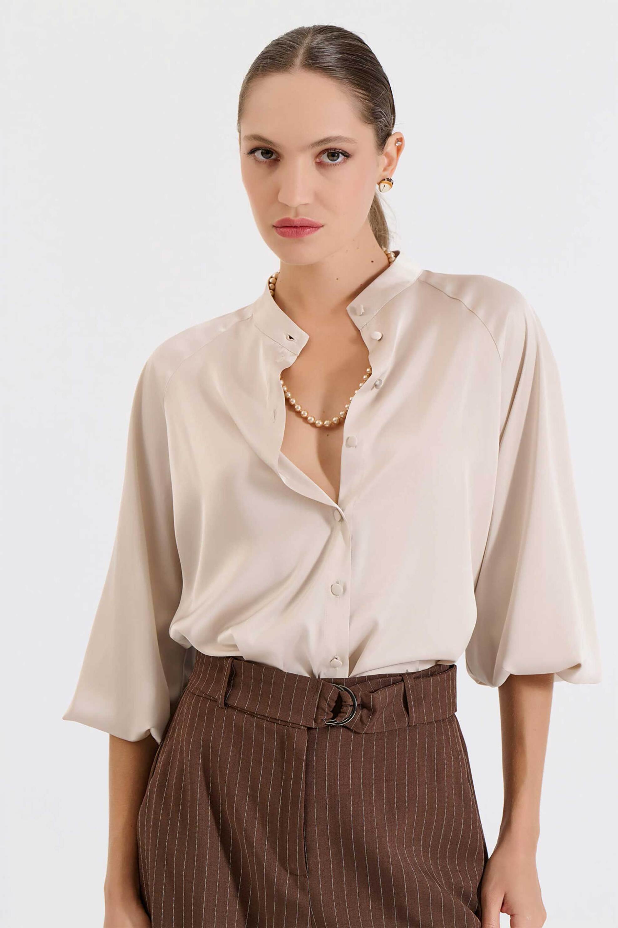 Bill Cost γυναικείο πουκάμισο σατέν με μάο γιακά