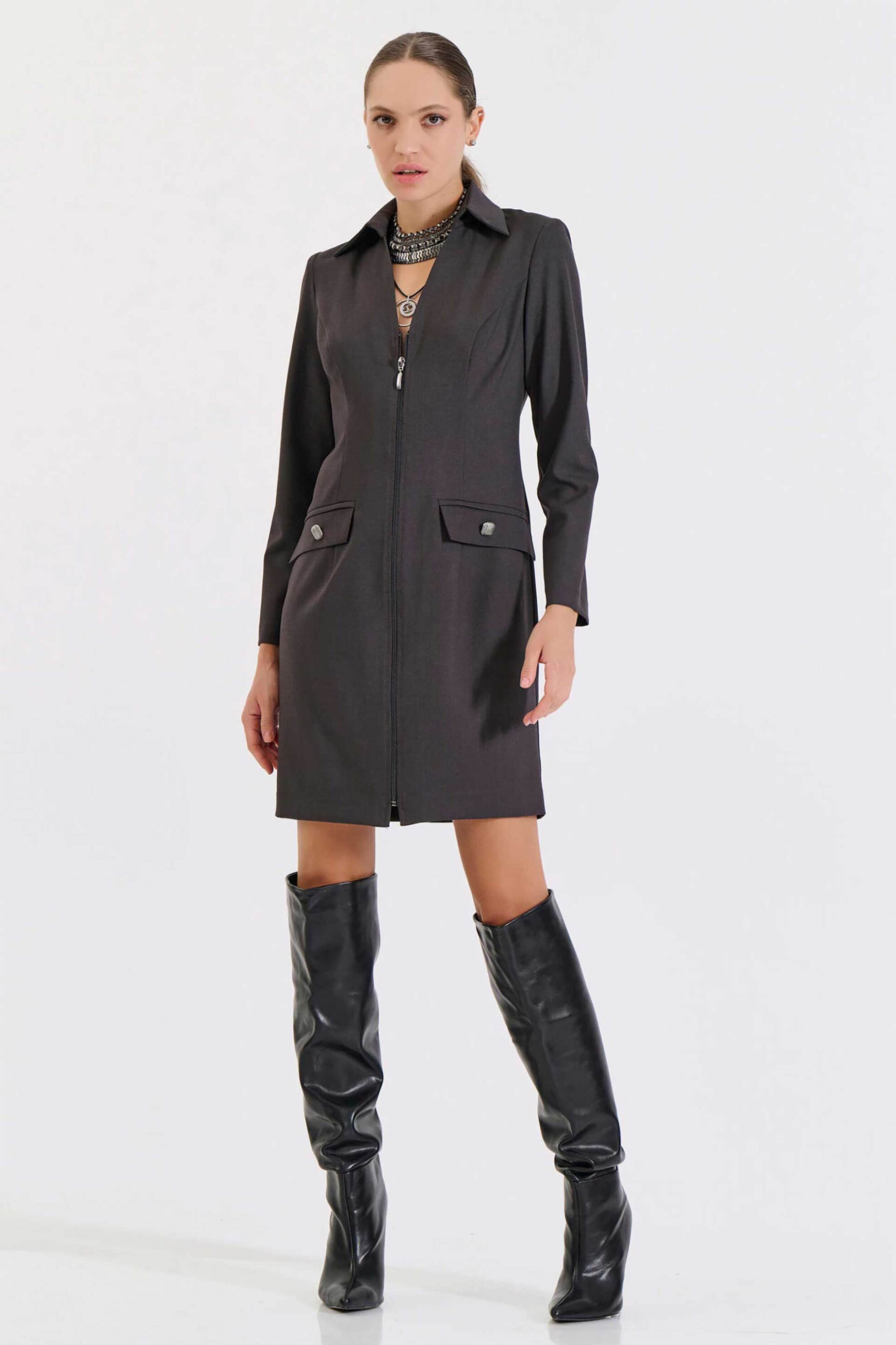 Bill Cost γυναικείο mini φόρεμα με γιακά και φερμουάρ