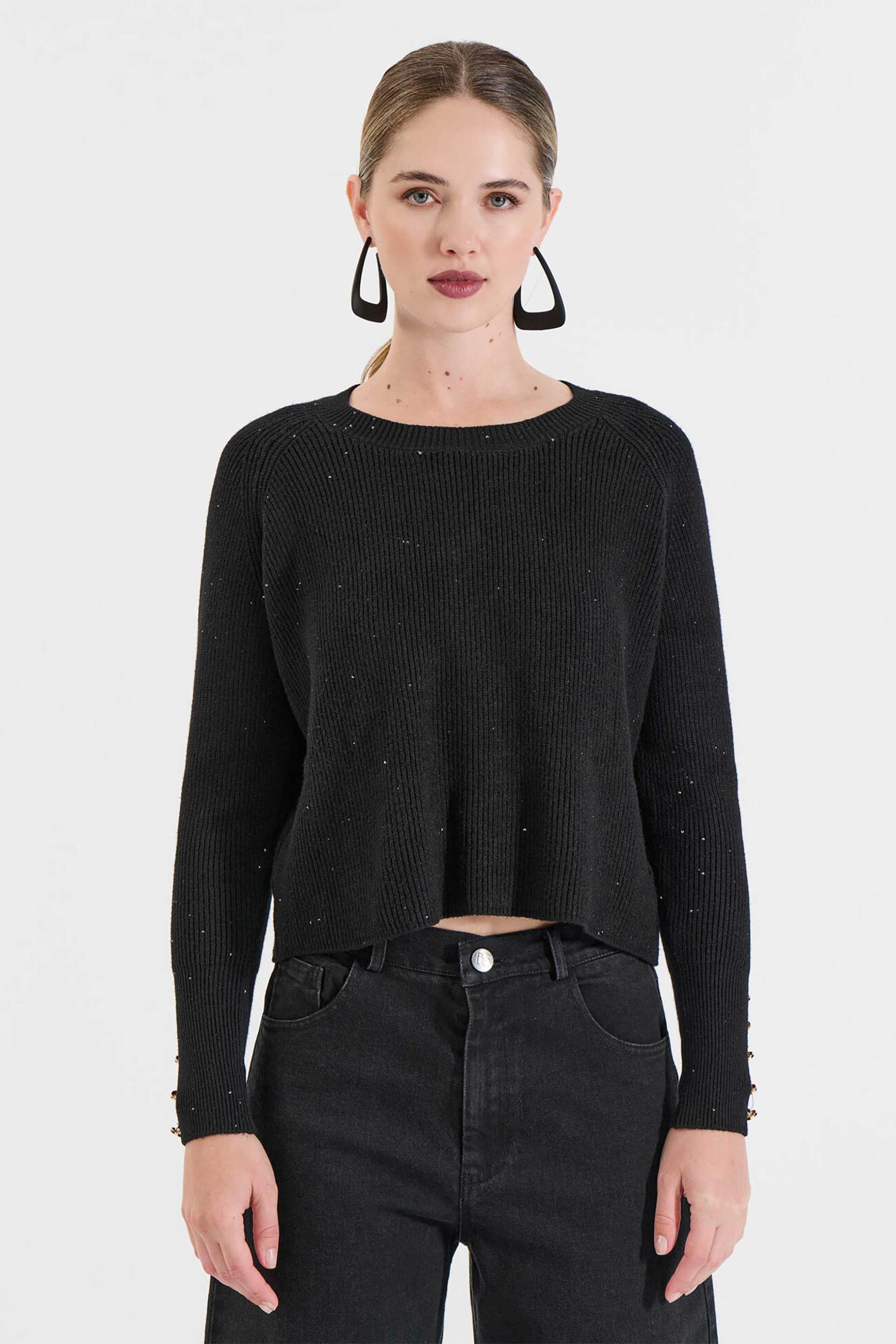 Bill Cost γυναικεία πλεκτή μπλούζα ribbed με μεταλλιζέ λεπτομέρειες