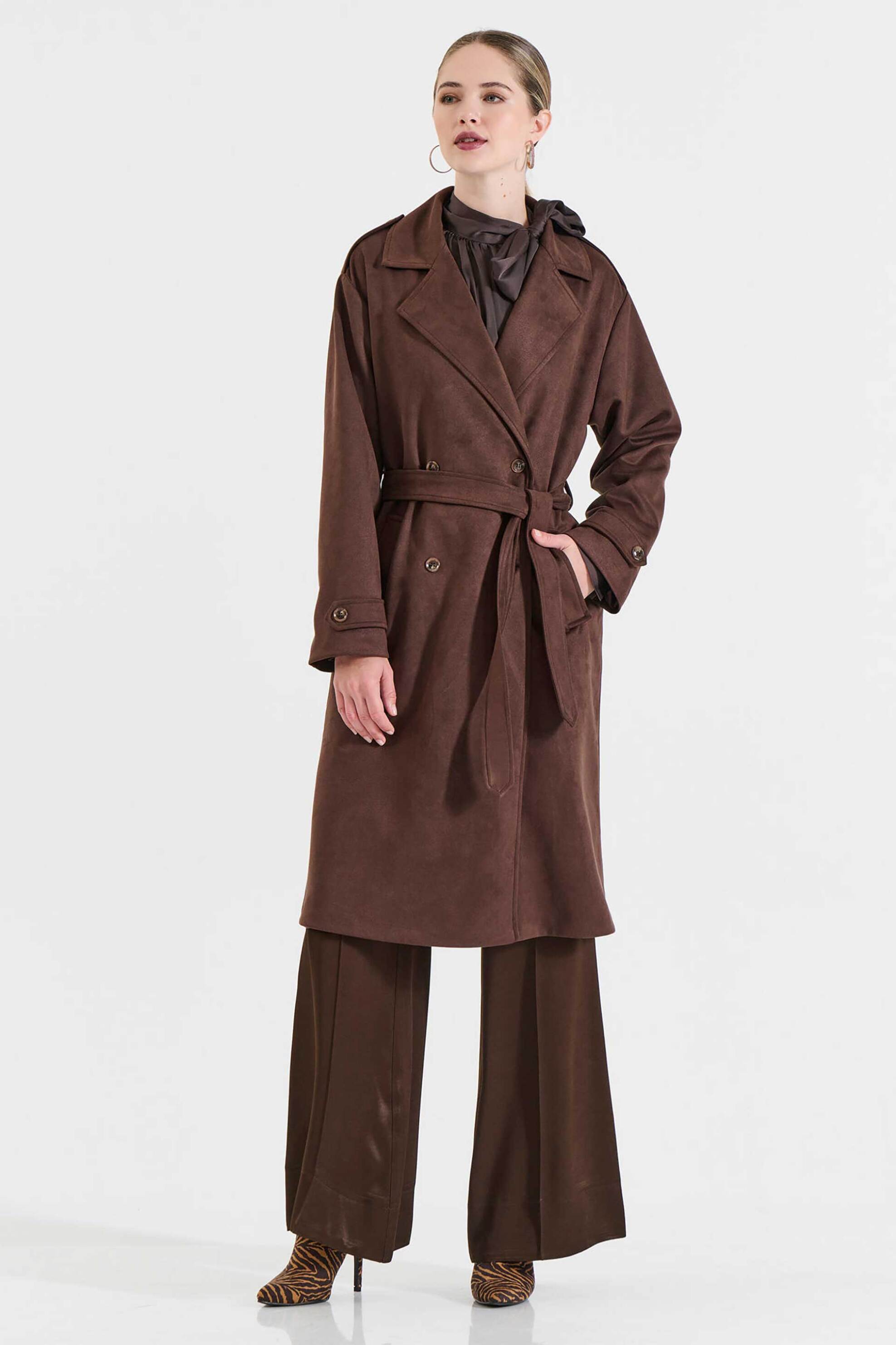 Bill Cost γυναικεία καπαρντίνα με suede υφή - 10-020013-0 Καφέ